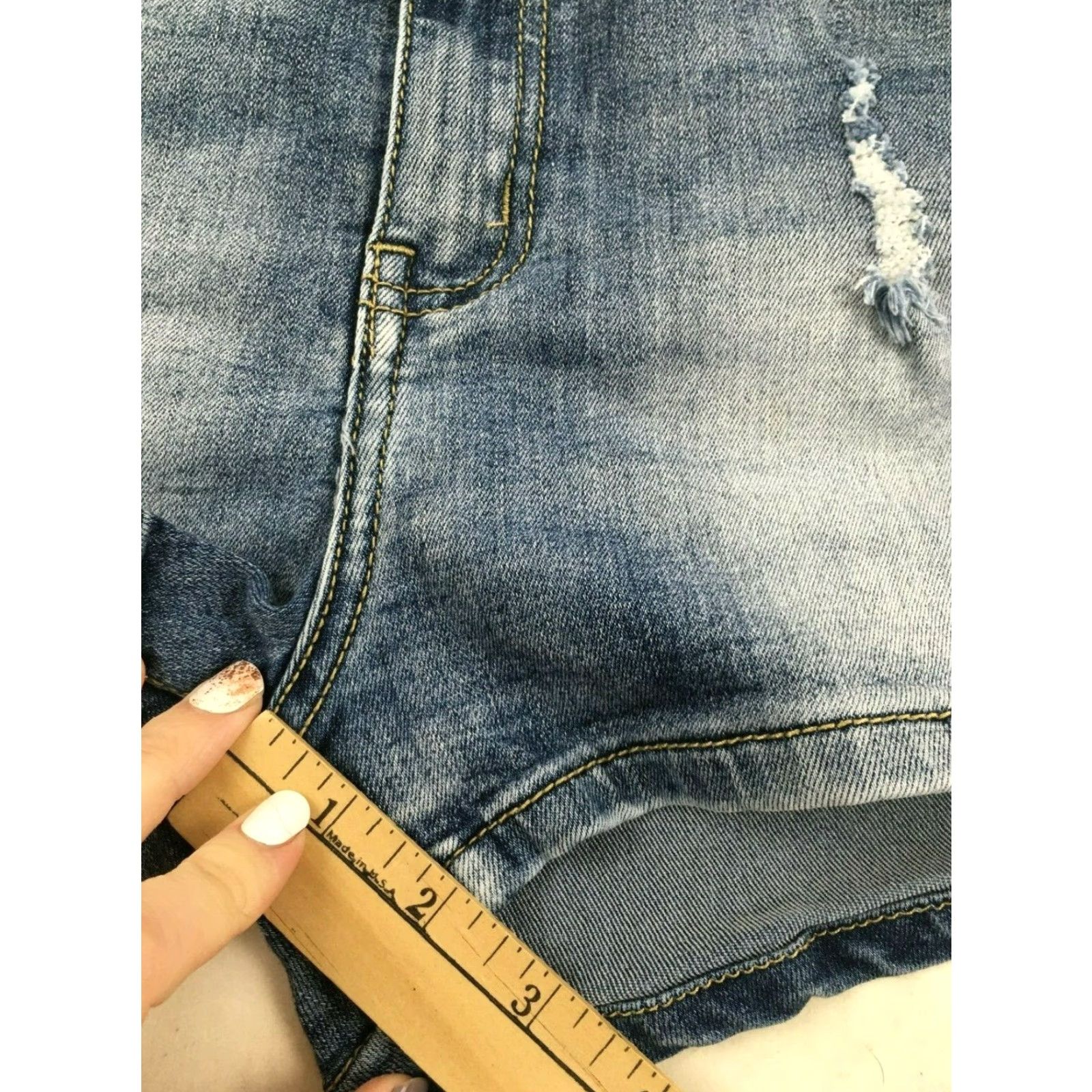 Denime Rock & Royal Jean Shorts Women's Medium Blue Denim Distressed Mid Rise Regular Size 32" / US 10 / IT 46 - 5 Thumbnail