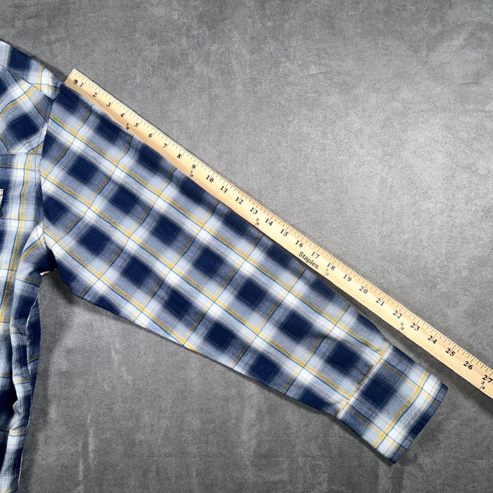 Wrangler Wrangler Shirt Mens XL Blue Pearl Snap Sawtooth Pockets Western Cowboy Plaid Button-Up Casual Size US XL / EU 56 / 4 - 6 Thumbnail