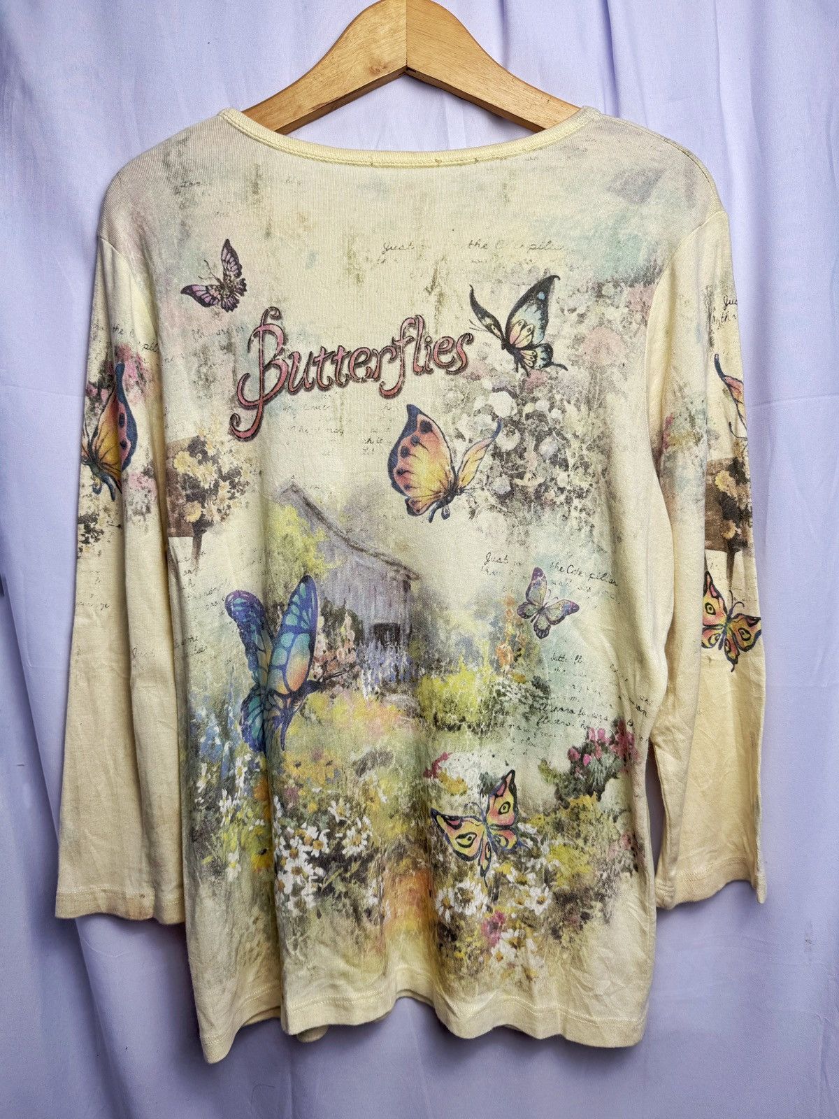 Beauty Beast × Hysteric Glamour × Japanese Brand 2000s Butterflies Poem Long Sleeve Japanese Style Size US M / EU 48-50 / 2 - 2 Thumbnail