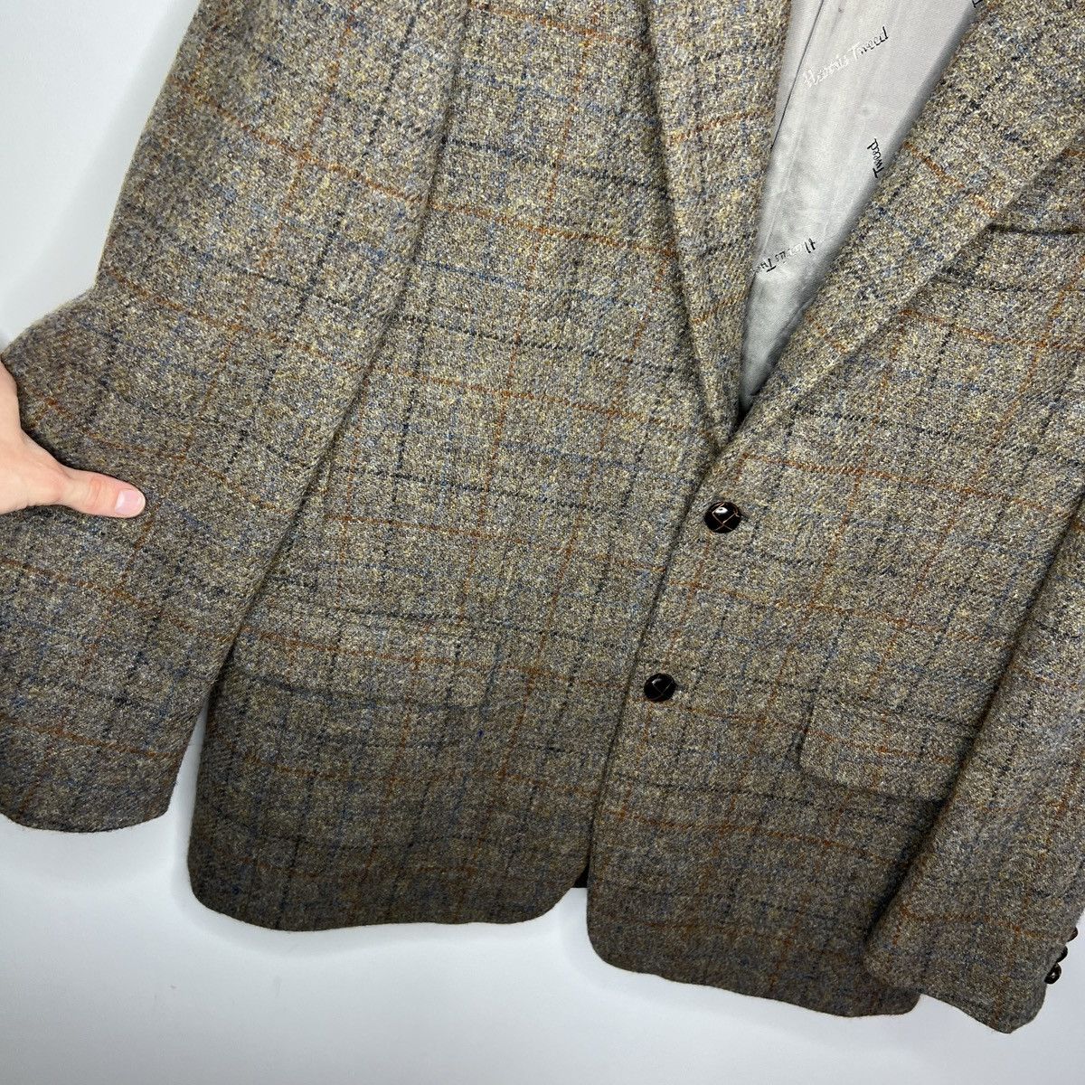 Harris Tweed Vtg Harris Tweed Brown Beige Coat WOOL Jacket Blazer 44 R Size 44R - 6 Thumbnail