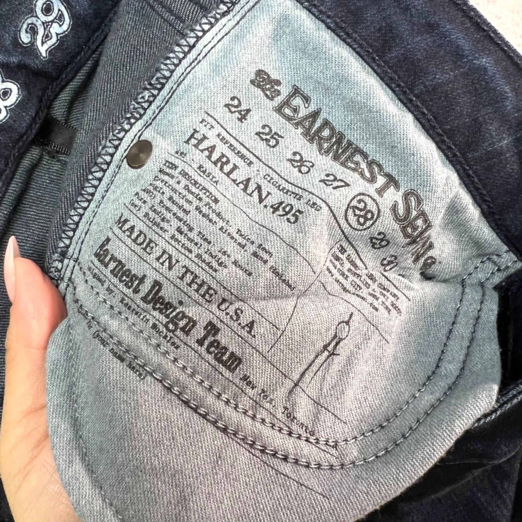 Denime Earnest Sewn Womens Jeans Harlan Dark Wash Skinny 27 Inseam 30 Inseam Denim 5-Pocket Design blue Size 27" / US 4 / IT 40 - 3 Thumbnail