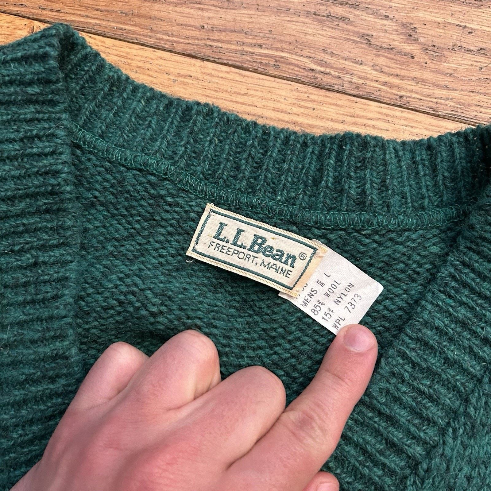 L.L. Bean Vintage 80s Ll Bean Wool Heavy Knit Green Sweater Vest Large Size US L / EU 52-54 / 3 - 3 Thumbnail
