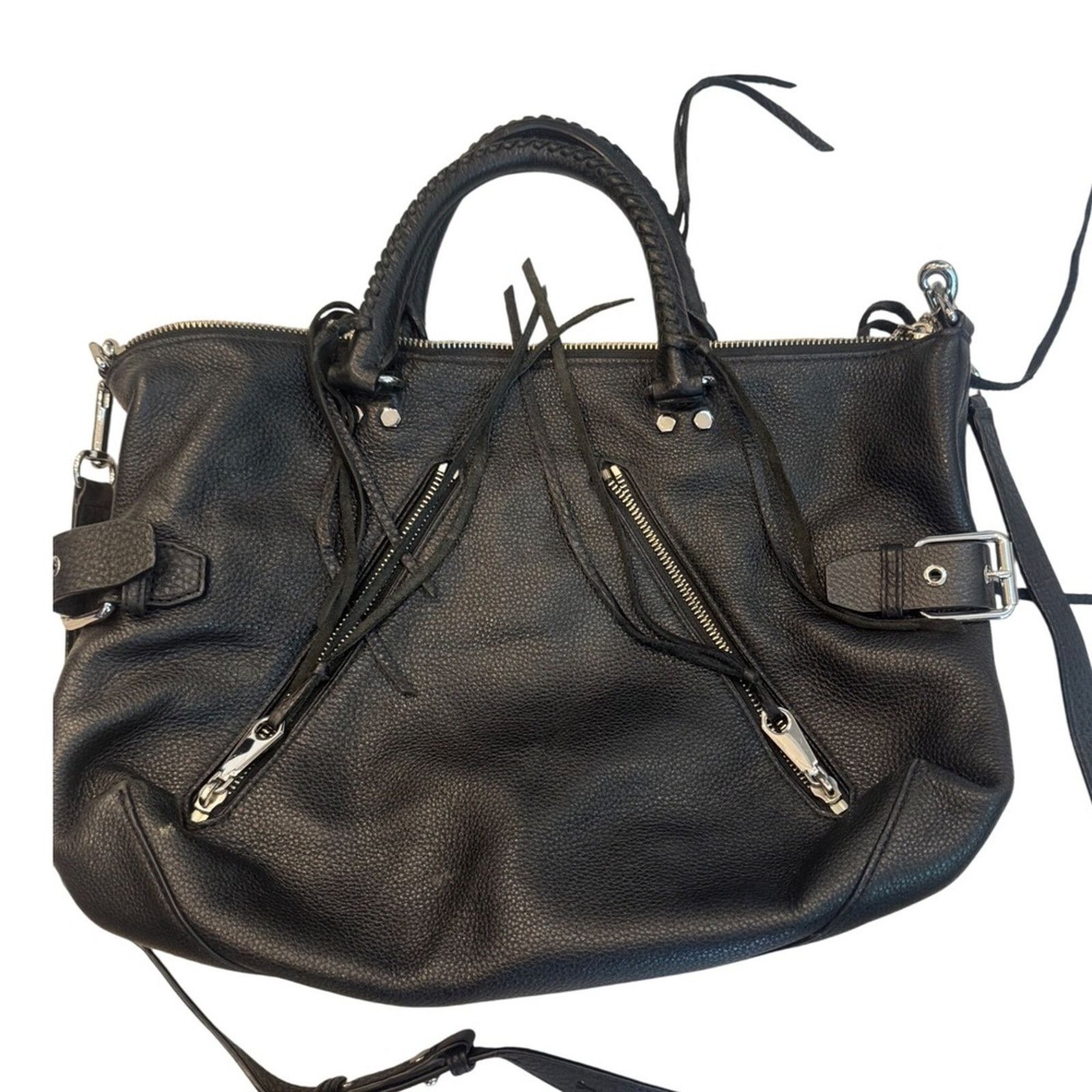 Rebecca Minkoff Rebecca Minkoff Black Leather Moto Satchel Crossbody Bag Size ONE SIZE - 2 Thumbnail