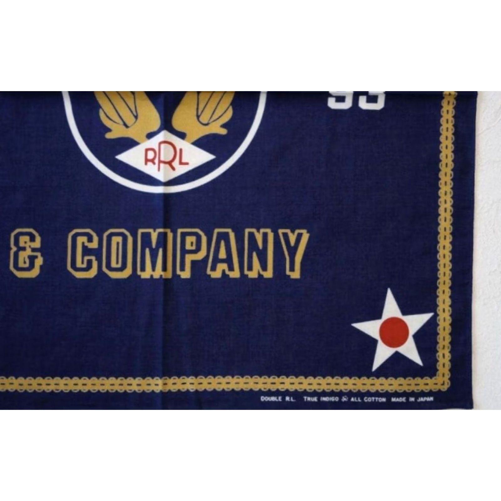 Ralph Lauren RRL Ralph Lauren Logo Graphic Print Bandana Scarf Indigo Blue 51cm×51cm New Size ONE SIZE - 2 Thumbnail