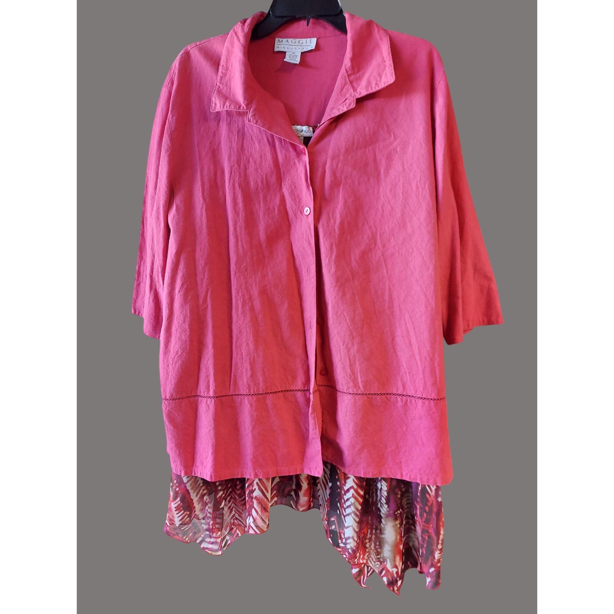 Other Womens Plus Size 2X 1-Pink Linen Cardigan 1-Belt 1-Chiffon D Size XXL / US 16-18 / IT 52-54 - 5 Thumbnail