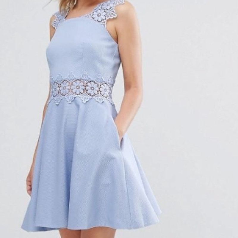 Ted Baker NWT Ted Baker Blue Lace Detail A-Line Shift Dress US sz 6 Size M / US 6-8 / IT 42-44 - 2 Thumbnail