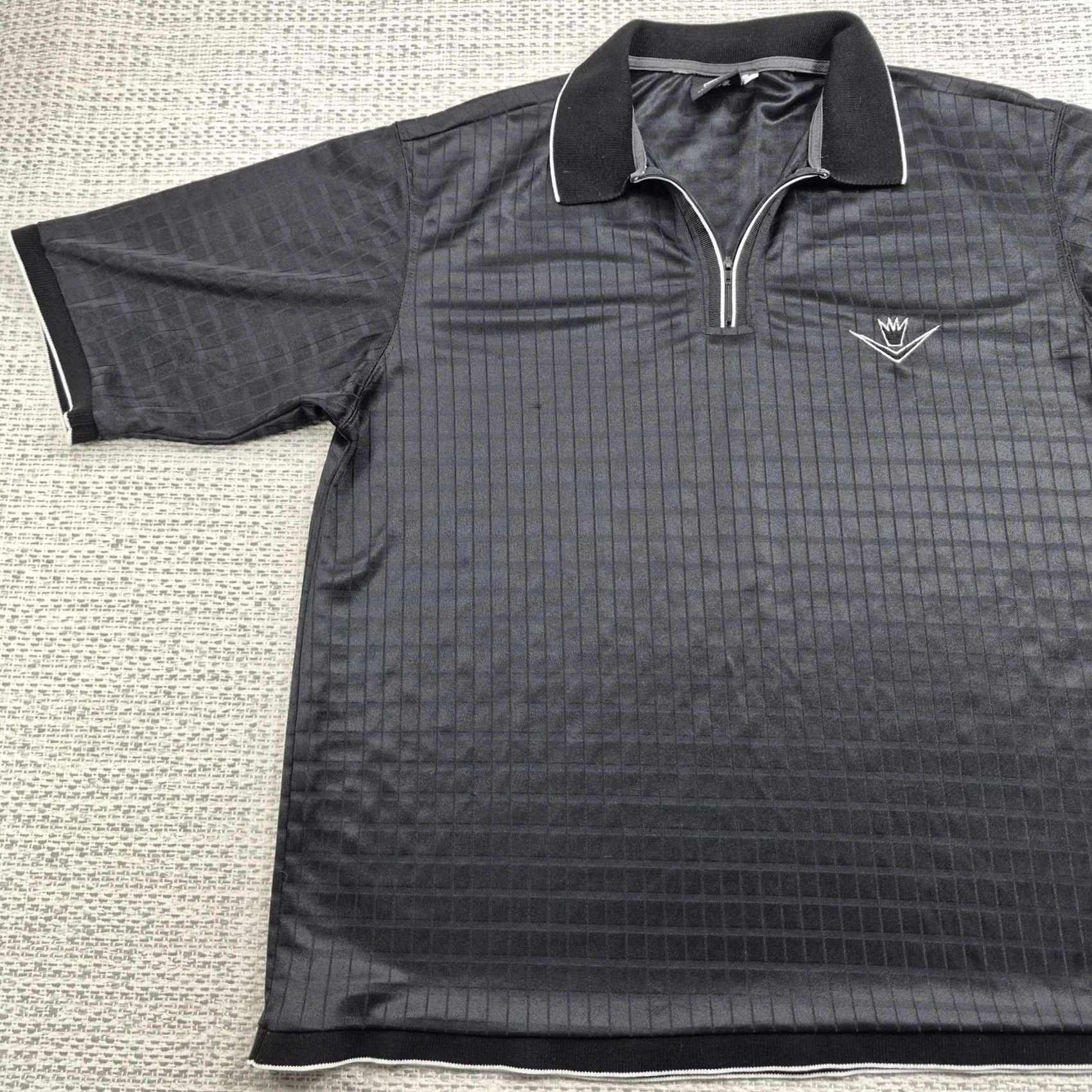 Vintage Rollin Hard Polo Shirt Mens L Black Check 1/4 Zip Jersey Knit Casual USA Polo Short Sleeve Size US L / EU 52-54 / 3 - 3 Thumbnail