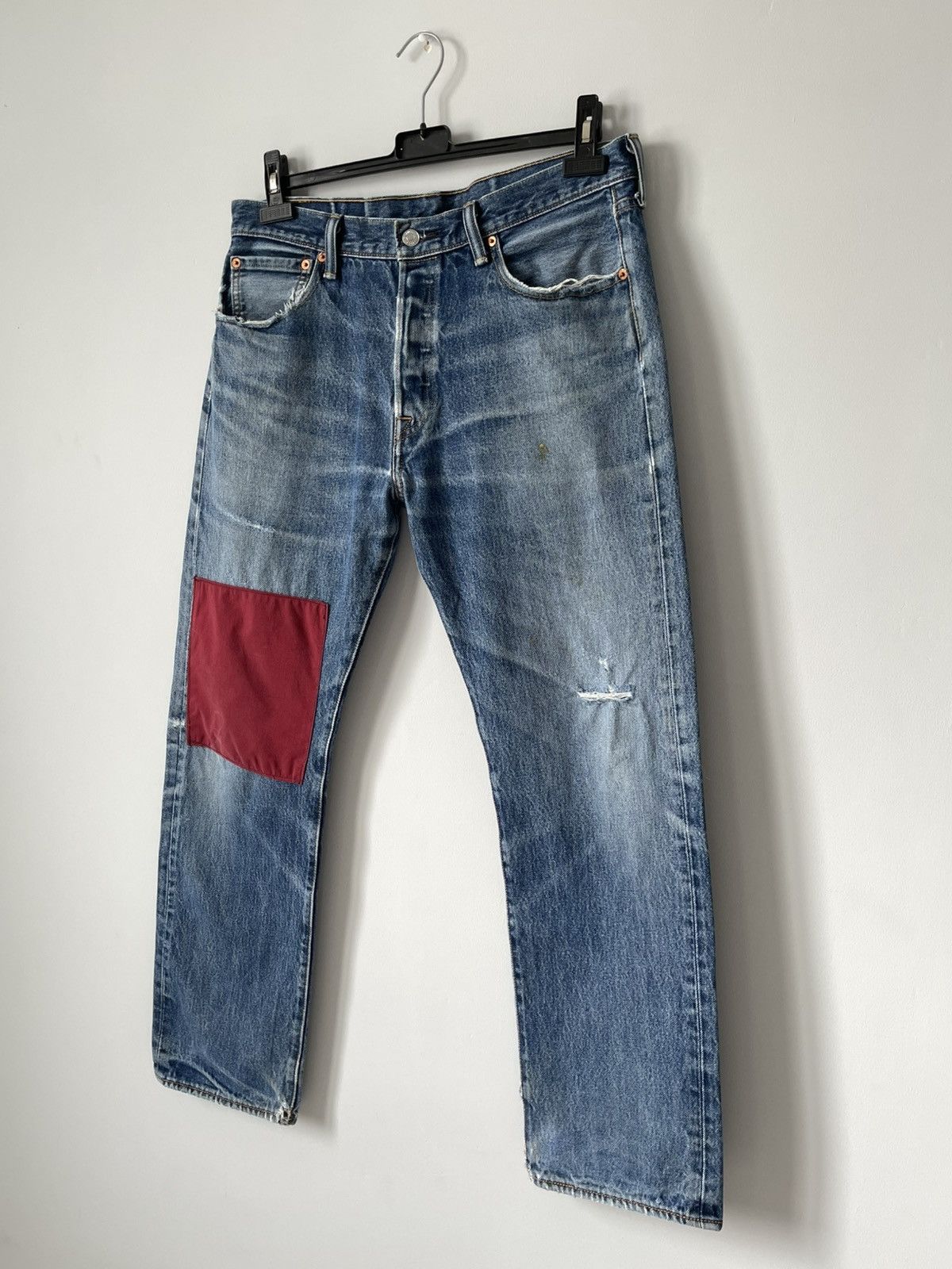 Levi's Levis 501 Patchwork Custom Faded Denim Jeans Size US 34 / EU 50 - 5 Thumbnail