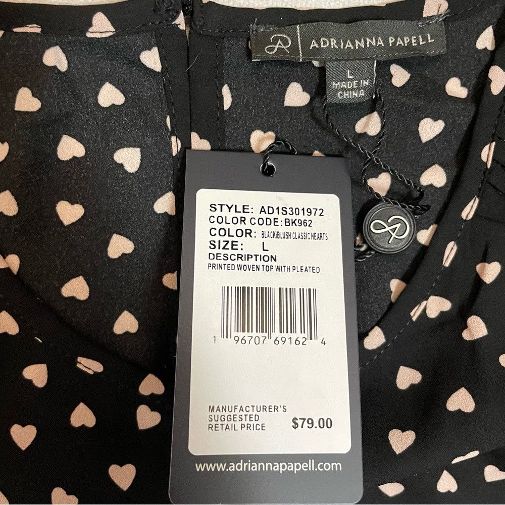 Adrianna Papell NWT New $79 Adrianna Papell Heart Printed Long Pleated Slee Size L / US 10 / IT 46 - 5 Thumbnail