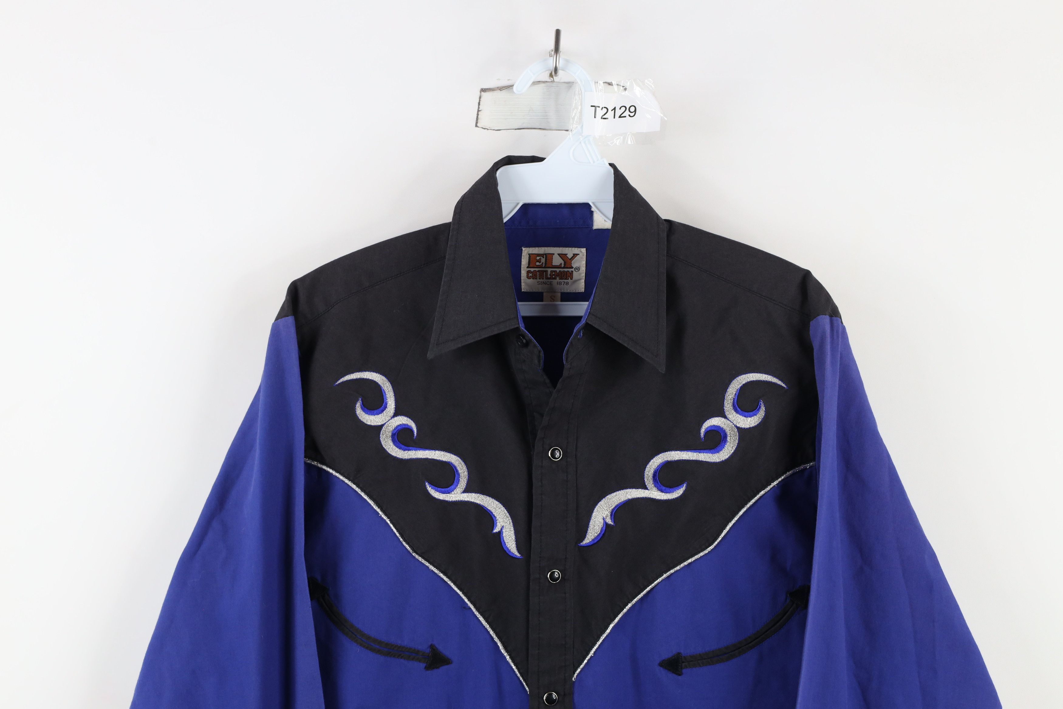 Vintage Vintage 90s Rockabilly Western Tribal Snap Button Shirt Blue Size US S / EU 44-46 / 1 - 2 Thumbnail
