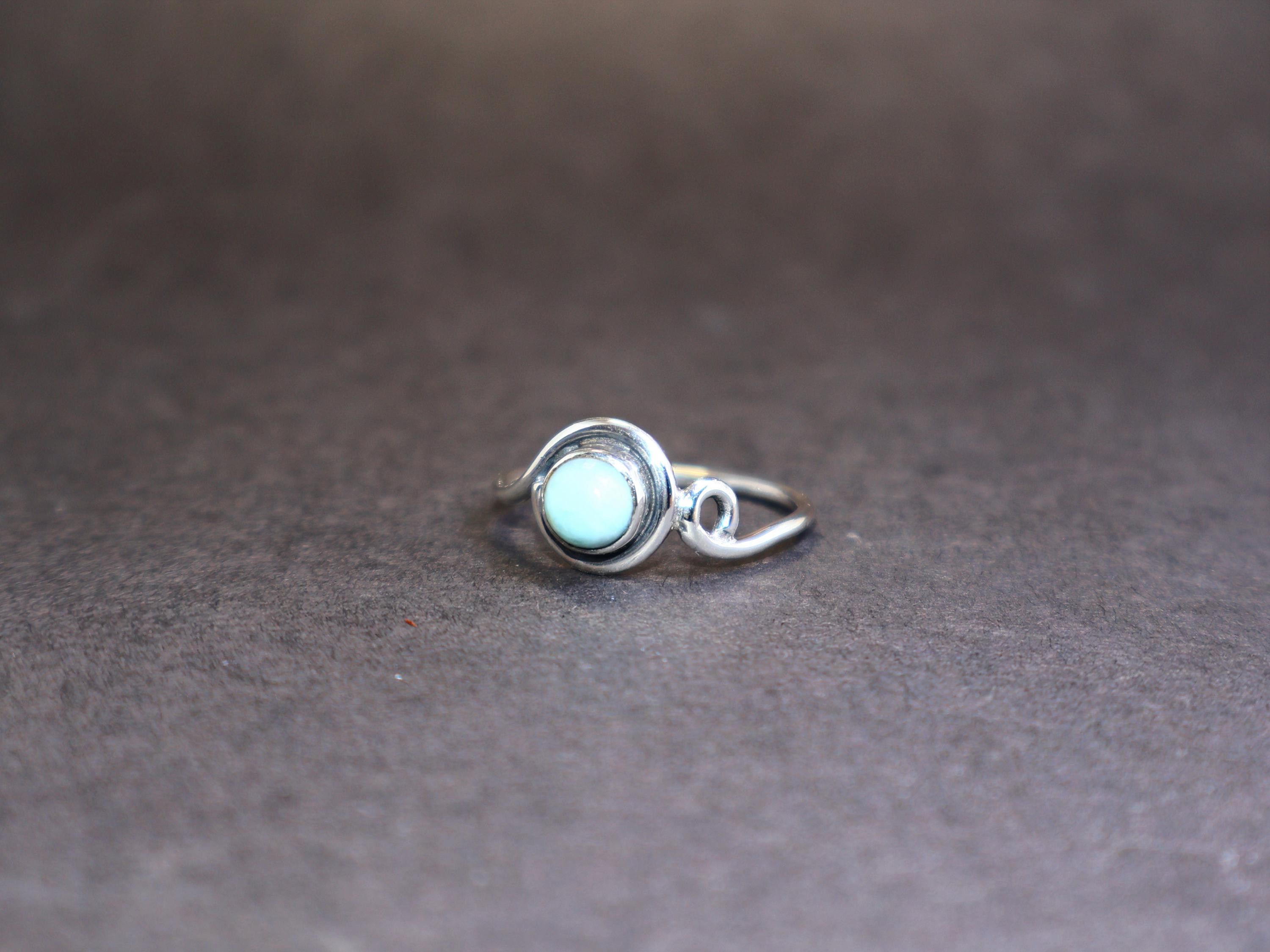 Handmade Larimar ring, Womens Jewelry, Handmade sterling Silver ring, Size ONE SIZE - 2 Thumbnail