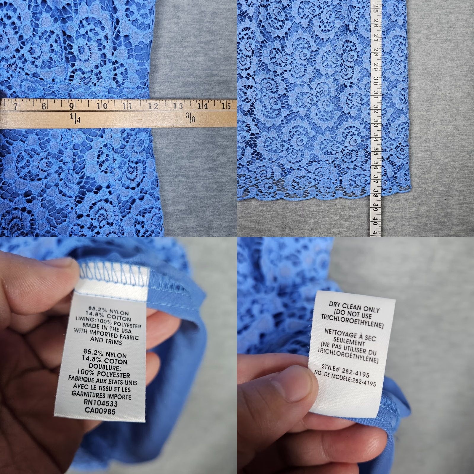 Nanette Lepore Nanette Lepore Blue Lace Sheath Tie Neck Women's Dress Size 2 Size XS / US 0-2 / IT 36-38 - 8 Thumbnail
