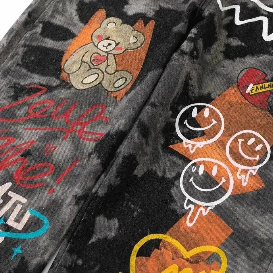 Japanese Brand Straight Wide Leg Pants Graffiti Print Casual Jeans Y2k Size US 32 / EU 48 - 6 Thumbnail