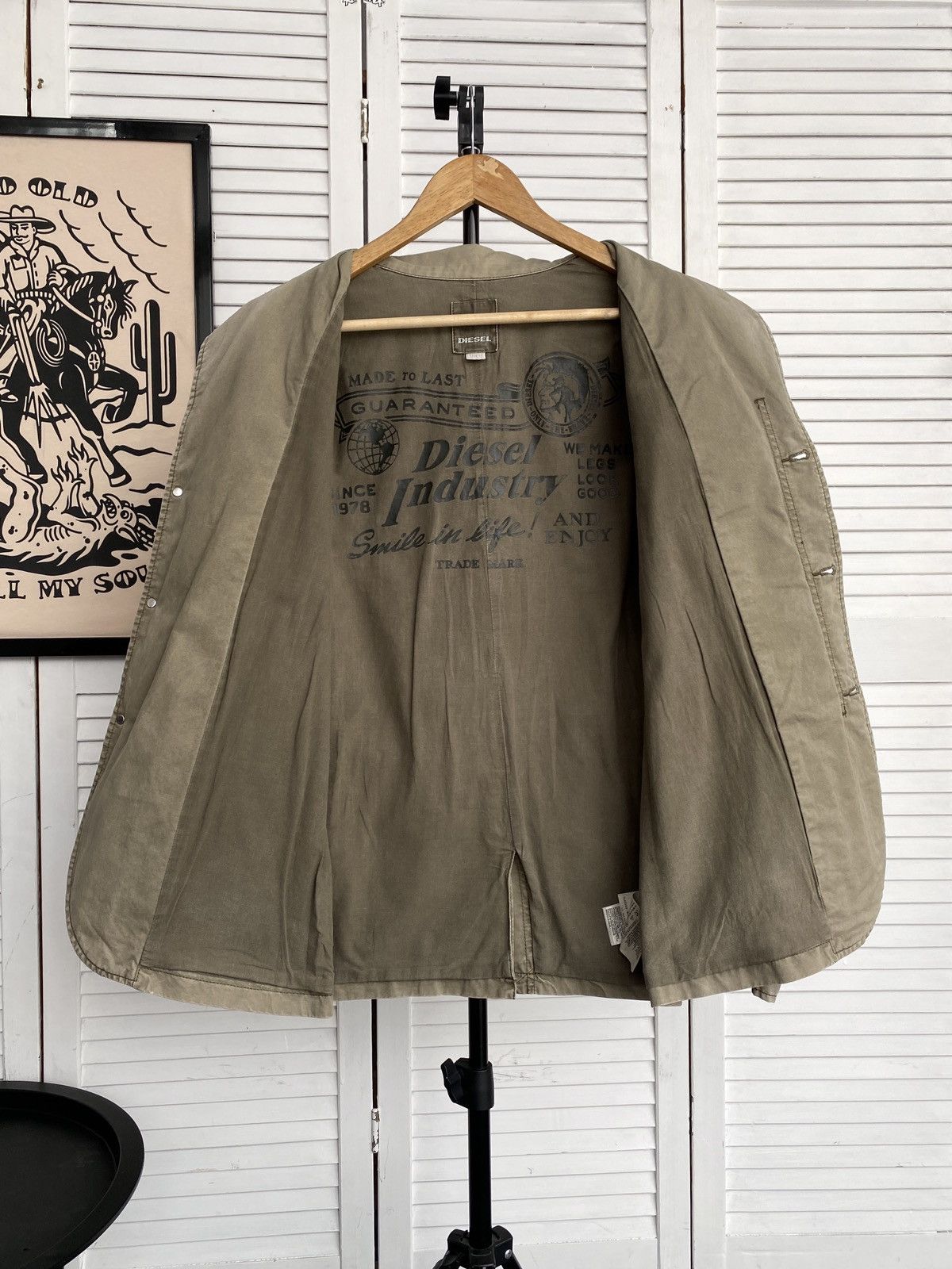 Diesel × Vintage Vintage Diesel Workwear Blazer Jacket Faded Khaki Military Size US S / EU 44-46 / 1 - 14 Thumbnail