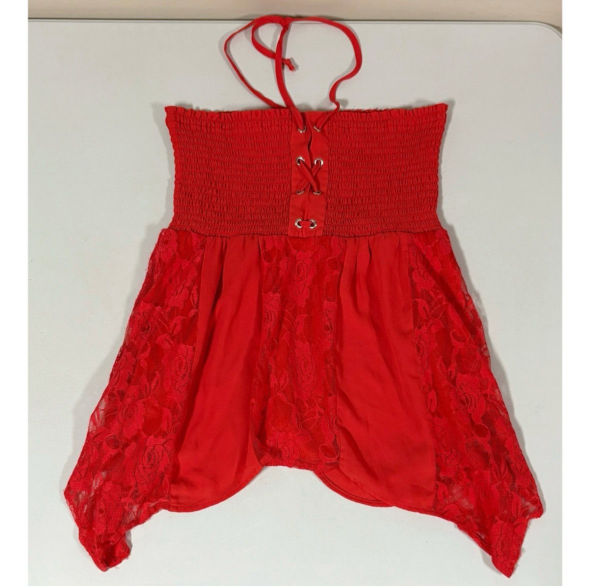 Venus Venus Red Lace Y2K Babydoll Halter Top Shirt Blouse Size M❤️✨ Size M / US 6-8 / IT 42-44 - 3 Thumbnail
