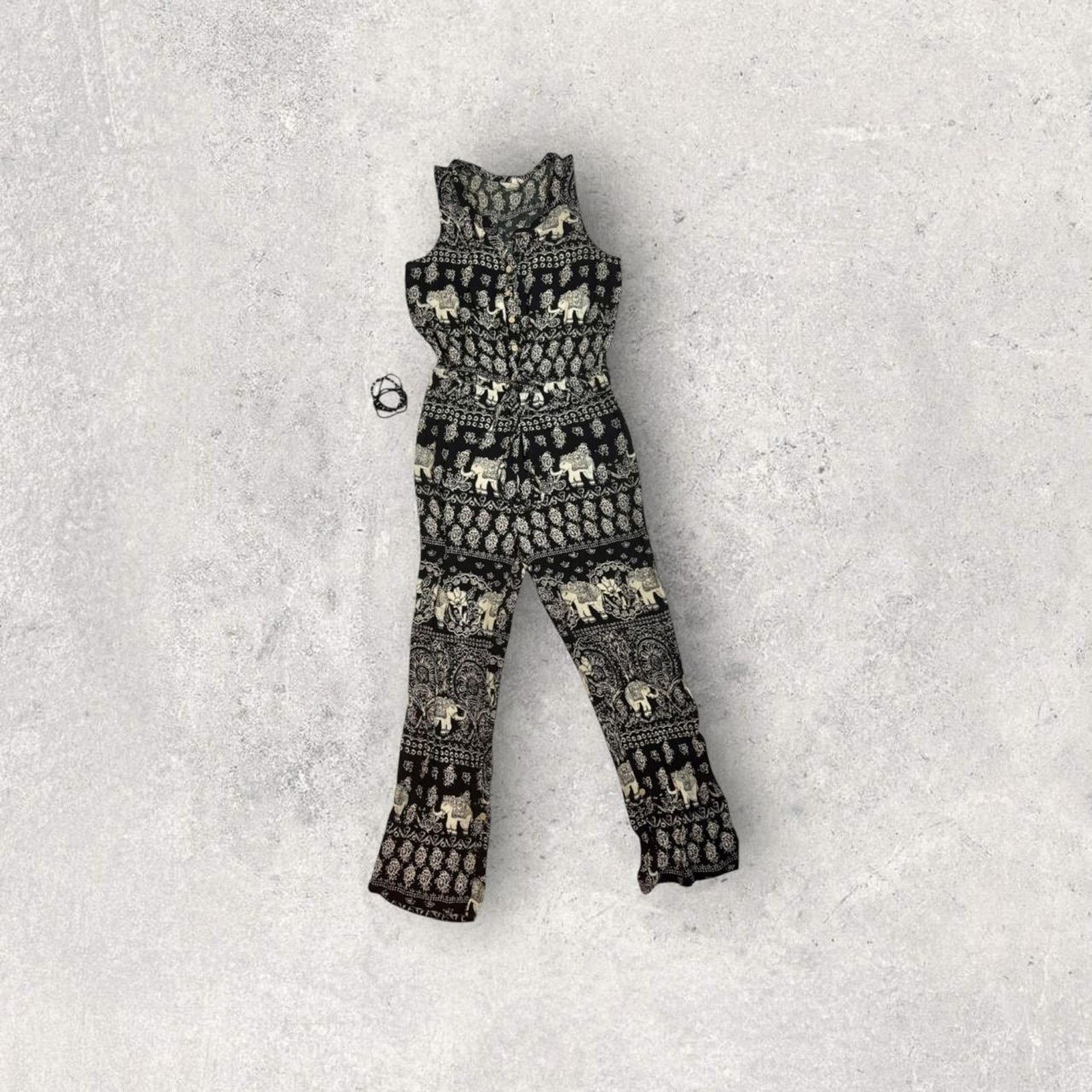 Anthropologie Anthropologie black and white elephant jumpsuit Size 30" / US 8 / IT 44 - 3 Thumbnail