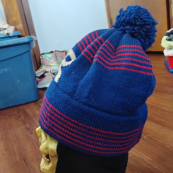 Other Vintage Striped Knit Wool Pom Beanie Winter Hat Size ONE SIZE - 2 Thumbnail