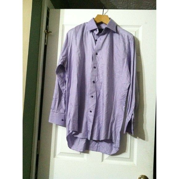 David Donahue DAVID DONAHUE MENS PURPLE COTTON DRESS SHIRT 16.5/32-33 Size US L / EU 52-54 / 3 - 1 Thumbnail