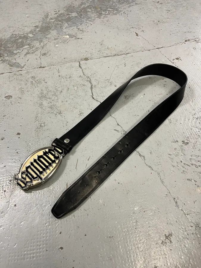 Dsquared2 Dsquared2 Metal Logo Gothic Buckle Black Leather Belt Size ONE SIZE - 4 Thumbnail