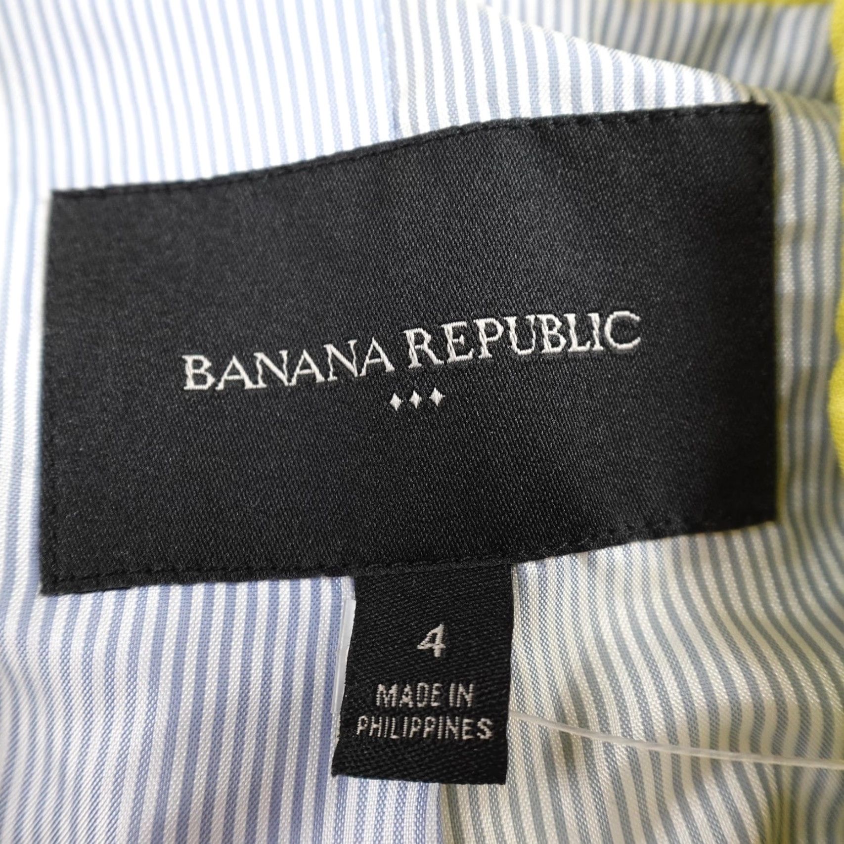 Banana Republic Banana Republic Blazer Womens 4 Yellow Seersucker Sport Coat Jacket Button Collared Lined Pockets Short Length Size S / US 4 / IT 40 - 4 Thumbnail