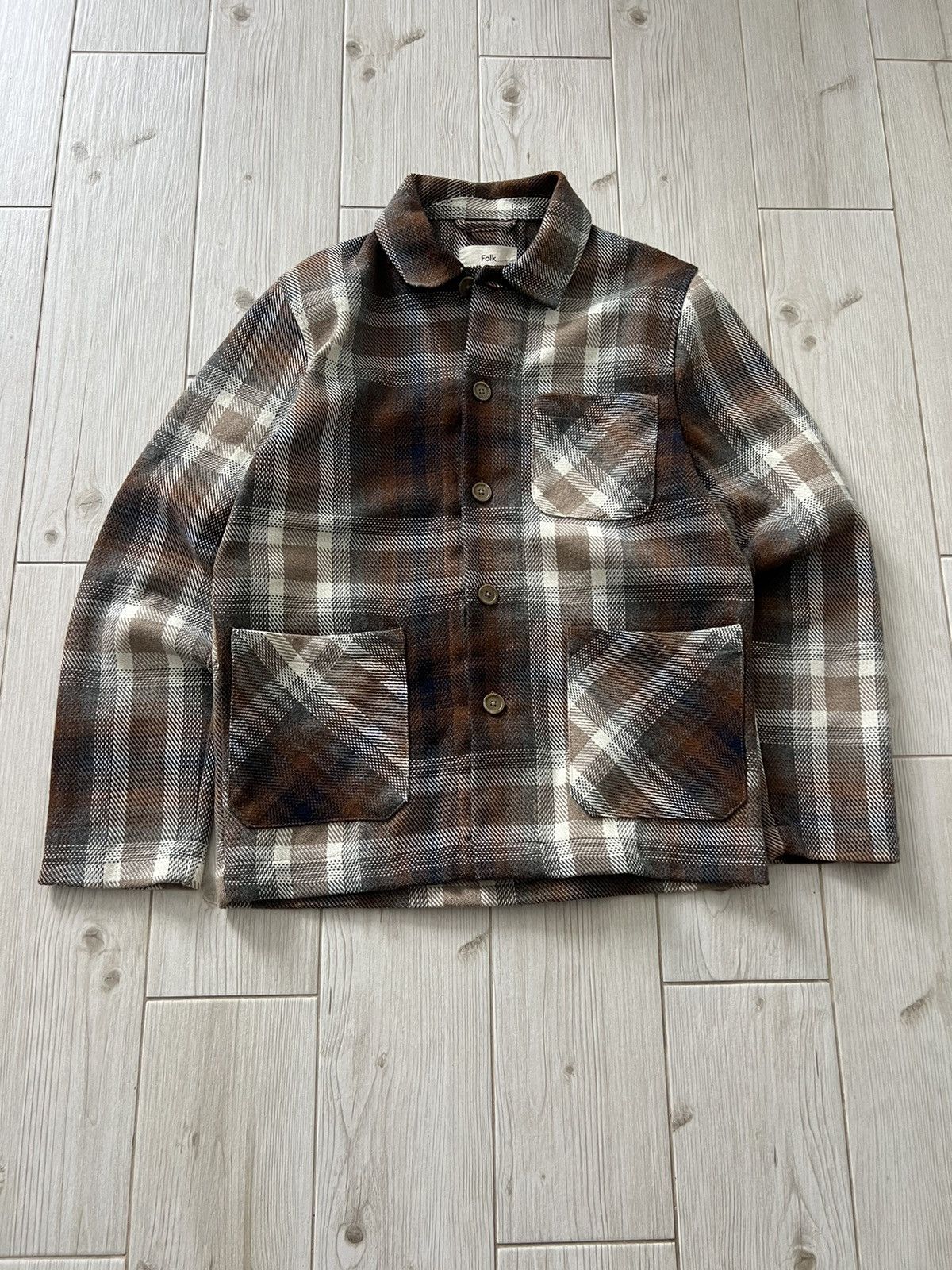 Folk Folk Mens Checkered Thomas Woven Overshirt Jacket Soft Y2K Size US M / EU 48-50 / 2 - 3 Thumbnail