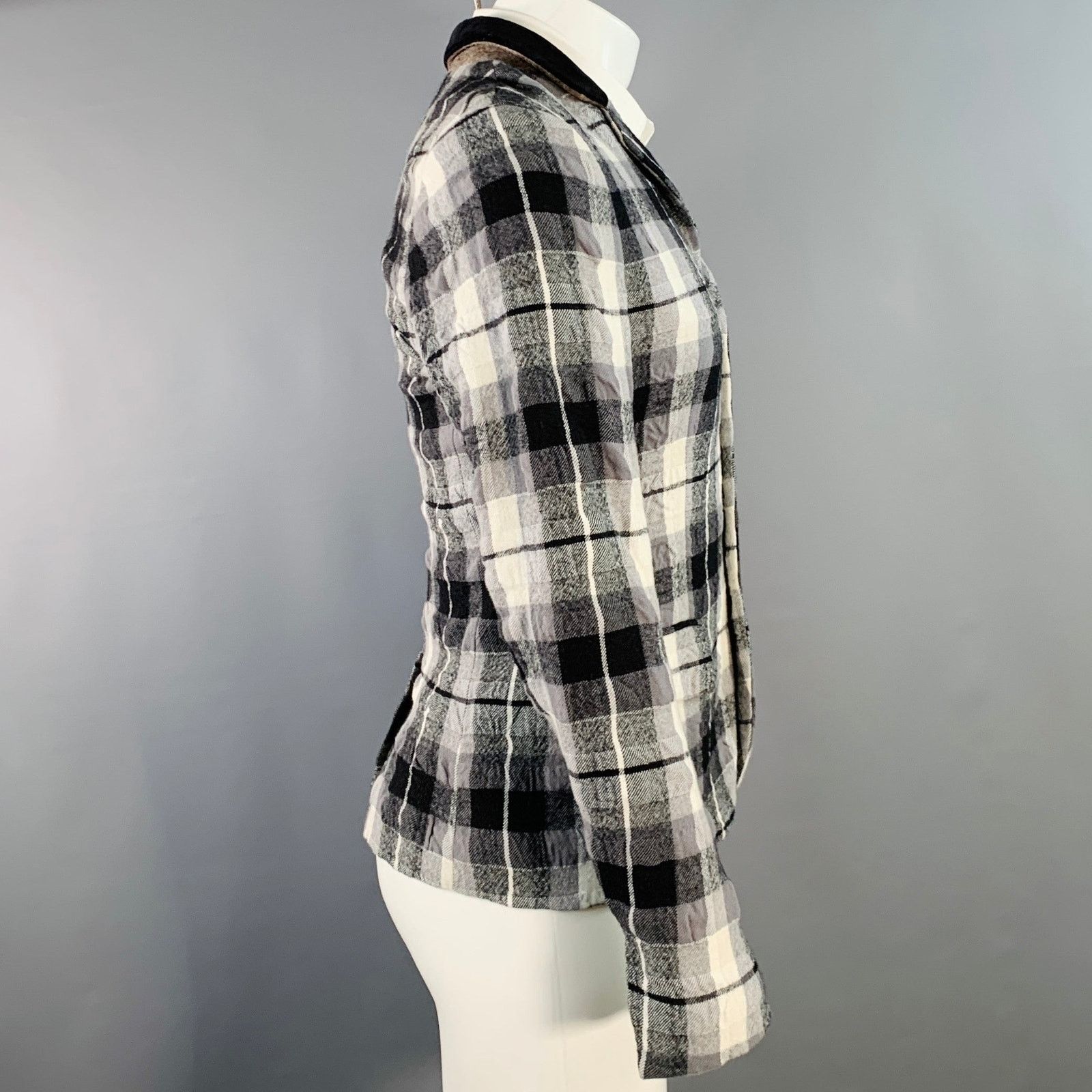 Haider Ackermann HAIDER ACKERMANN Grey Black White Wool Cotton Sport Coat Size 34R - 3 Thumbnail