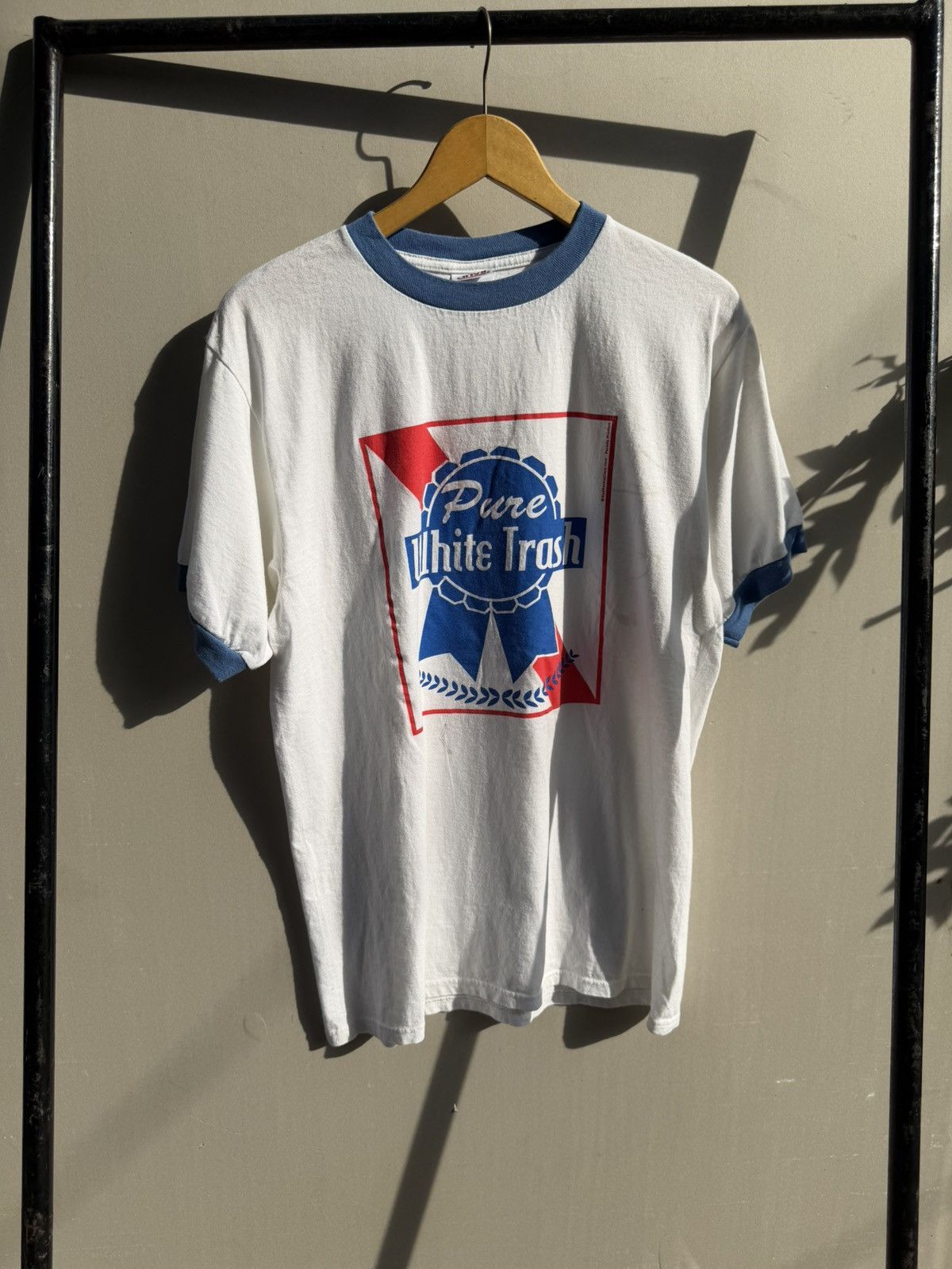 Vintage Vintage Anvil “Pure White Trash” Ringer T-Shirt Size US L / EU 52-54 / 3 - 1 Thumbnail