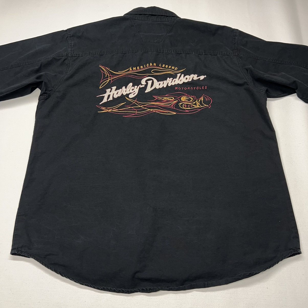 Harley Davidson × Vintage Harley Davidson Button Up Shirt Black Embroidered Logo Biker Size US XL / EU 56 / 4 - 15 Thumbnail