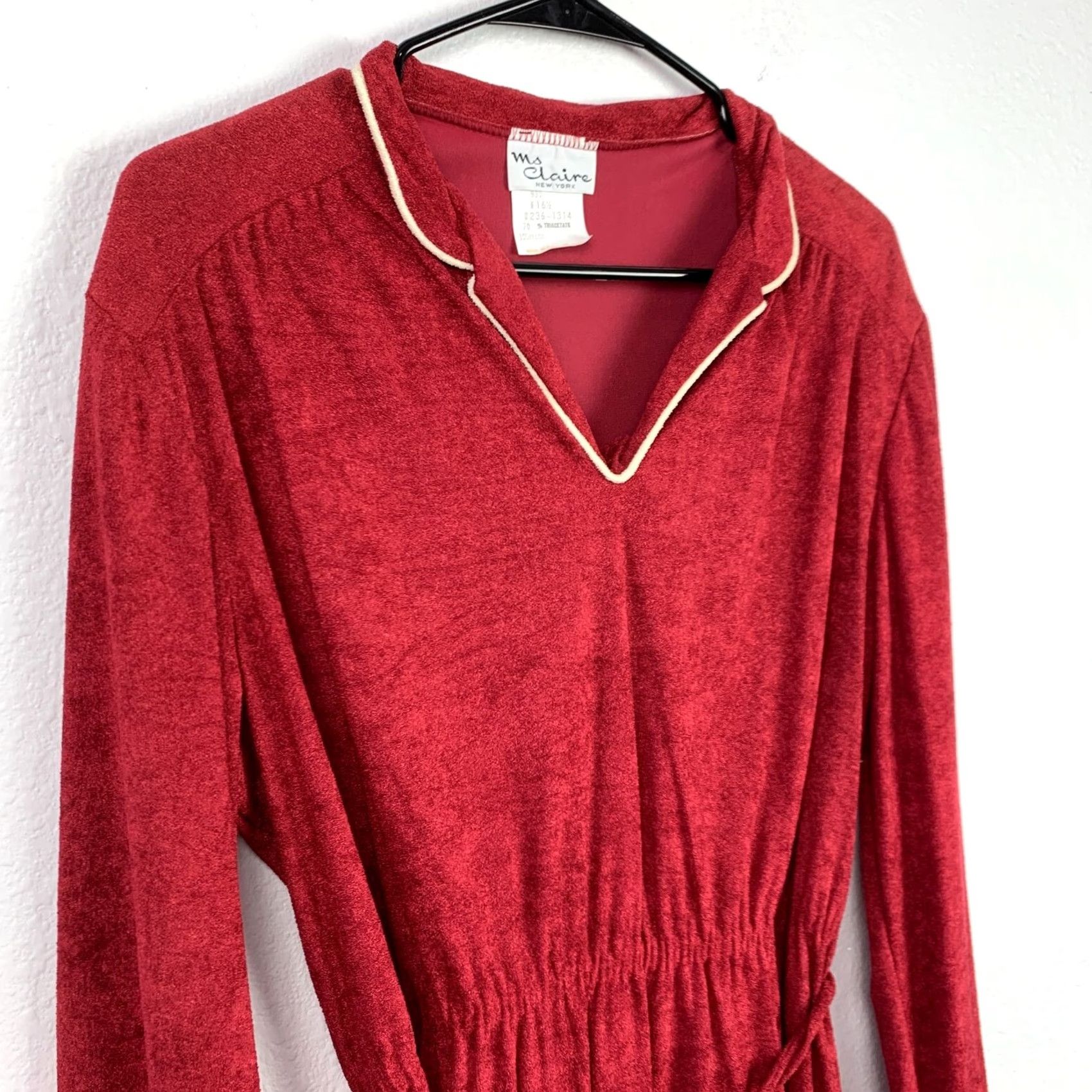 Vintage VINTAGE Ms Claire New York Red Dress 60s Secretary/Geek Nylon NWT 16 1/2 Bust 36.5" Size 16 1/2 Women Mens Womens Girls Size 4XL / US 24-26 - 2 Thumbnail
