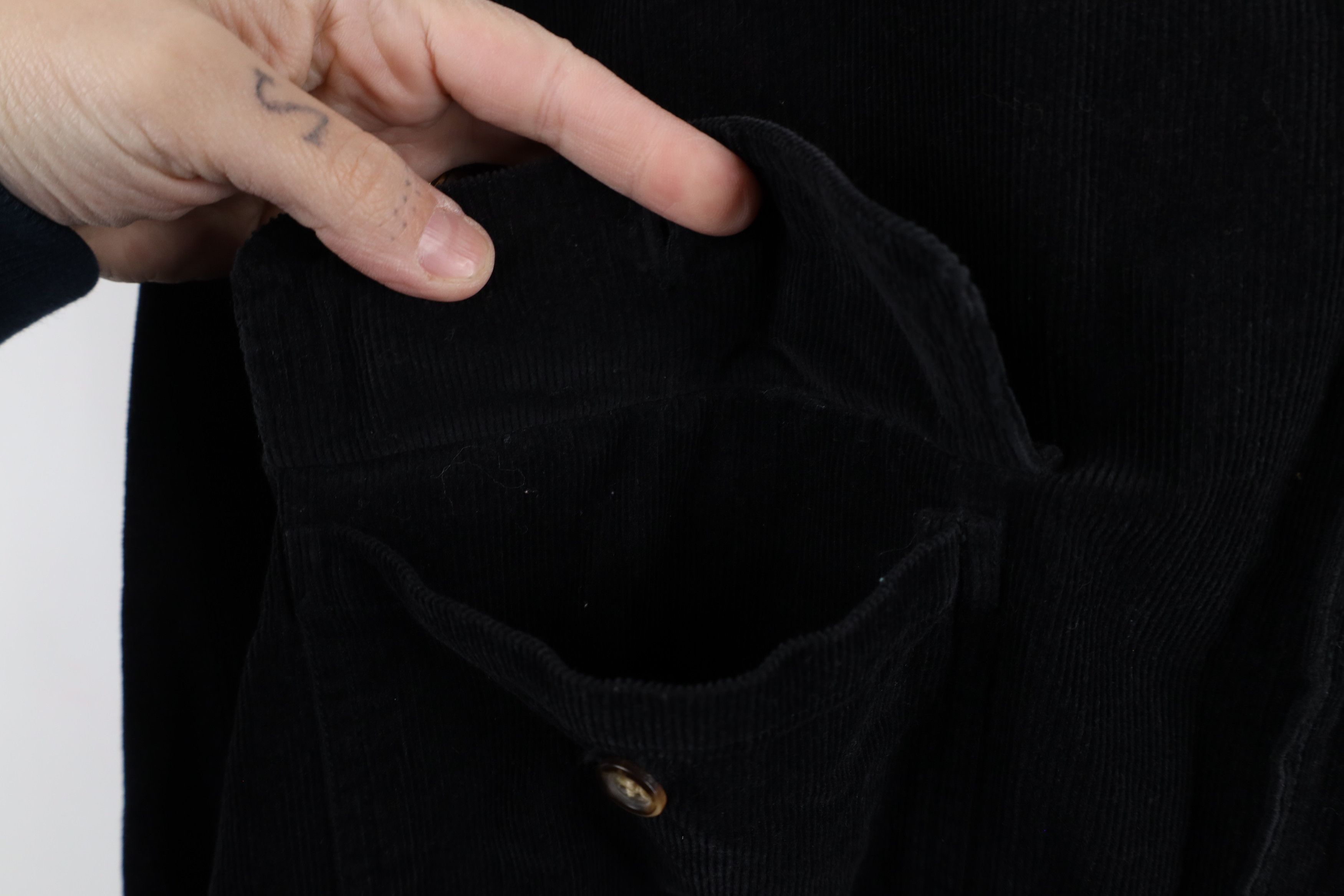 Vintage Vintage 90s Streetwear Corduroy Button Shirt Black Cotton Size US L / EU 52-54 / 3 - 5 Thumbnail