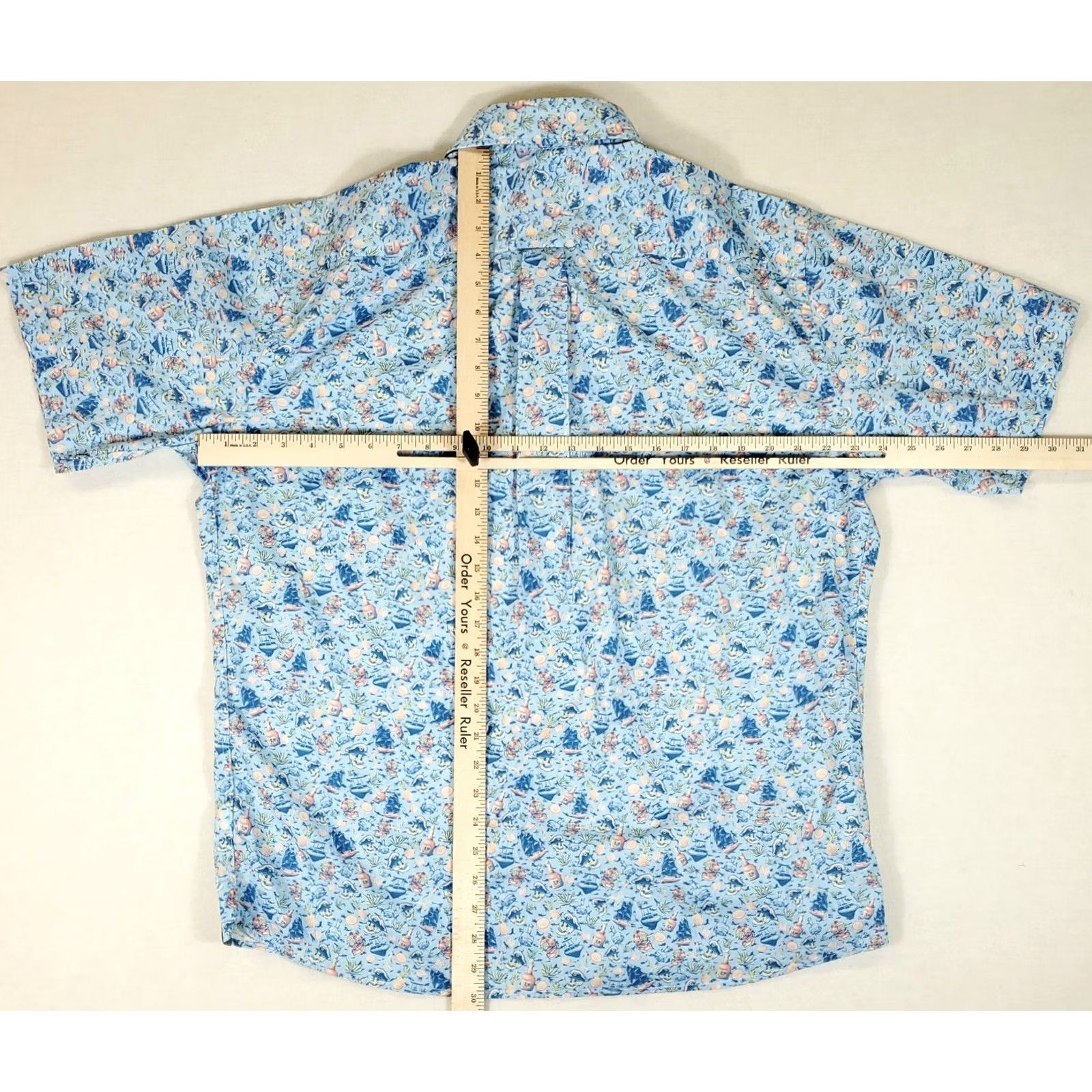 Peter Millar Peter Millar Button-Up Shirt Mens L Short Sleeve Blue Pirate Skull Rum Shirt Size US L / EU 52-54 / 3 - 6 Thumbnail