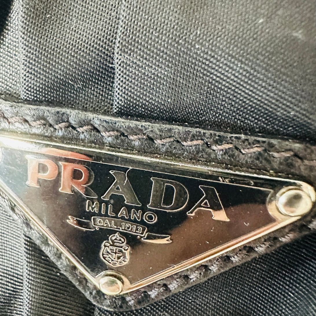 Prada Prada Vintage 90s Black Nylon Leather Buckle Braided Handle Size ONE SIZE - 8 Thumbnail