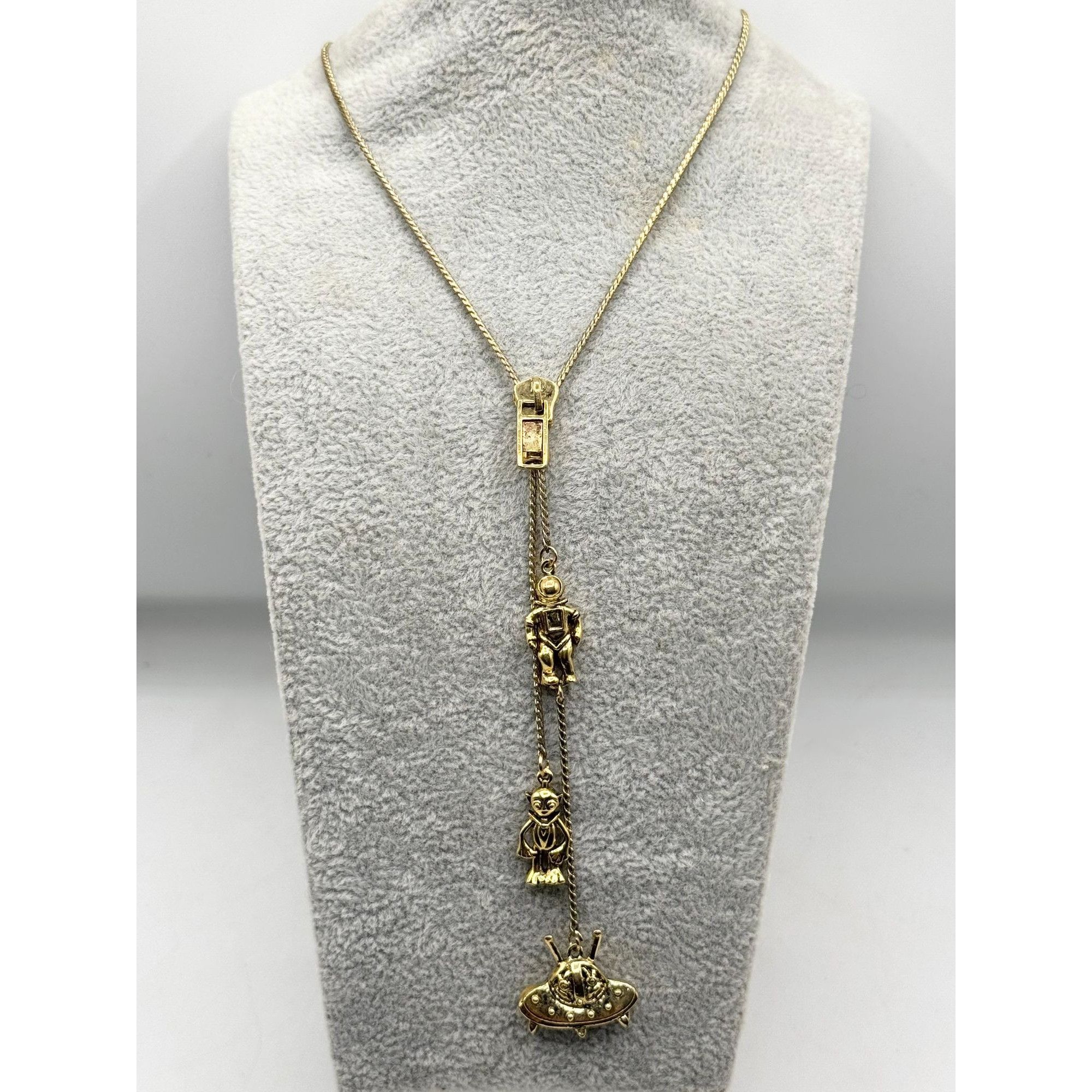 Other Gold Zipper Alien Tassel Charm Necklace Size ONE SIZE - 4 Thumbnail