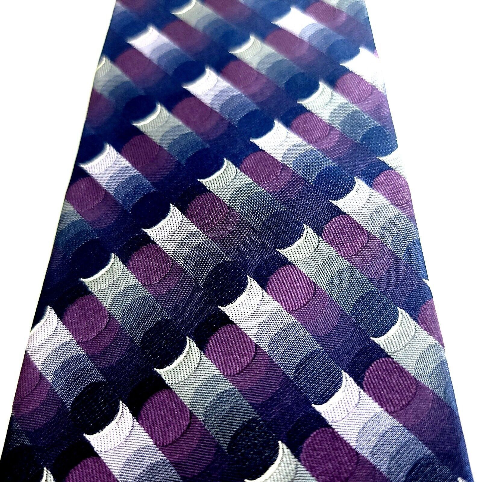 Van Heusen Van Heusen Purple Geometric Woven Silk Tie Size ONE SIZE - 2 Thumbnail
