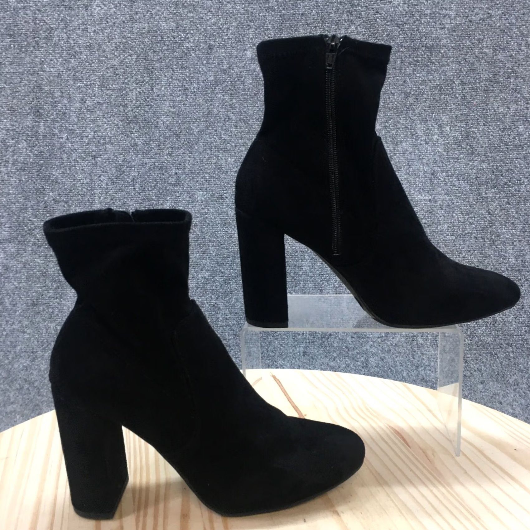 Vintage A New Day Boots Womens 9 Casual Comfort Side Zip Bootie Black Fabric Size US 9 / IT 39 - 2 Thumbnail