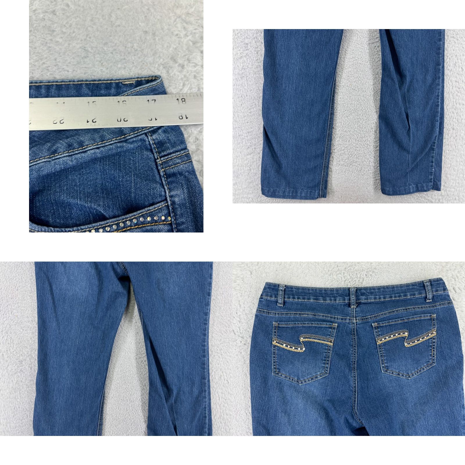 Vintage Glitterscape Jeans Womens 14 Blue Denim Bootcut Costton Blend Mid Rise Size 36" / US 14 / IT 50 - 9 Thumbnail