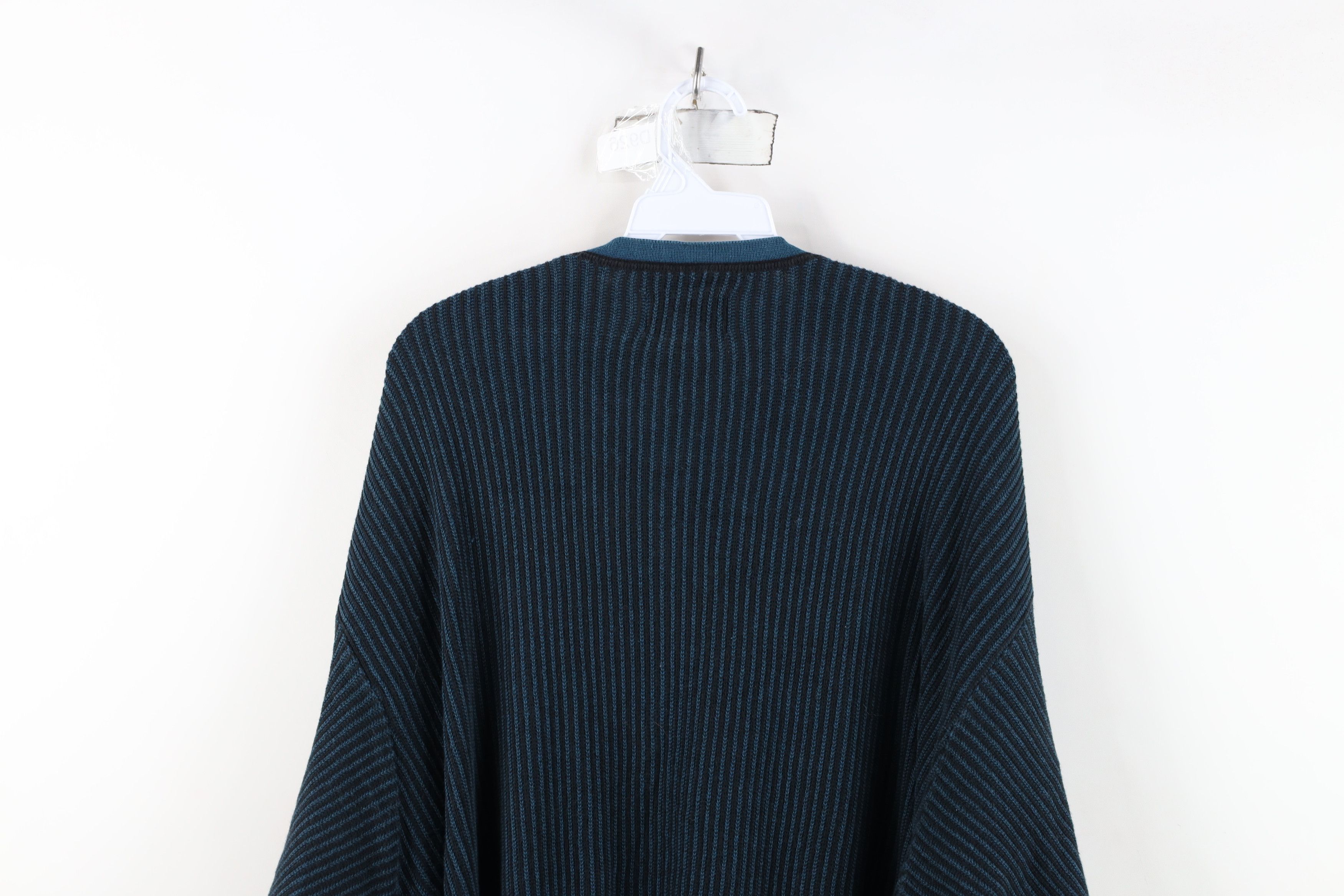 Vintage Vintage 90s Streetwear Striped Checkered Knit V-Neck Sweater Size US L / EU 52-54 / 3 - 11 Thumbnail