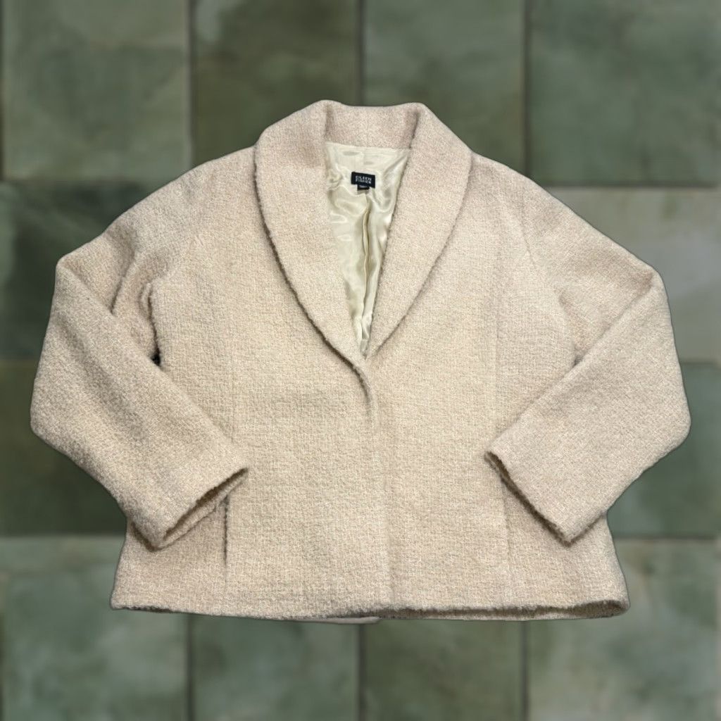 Eileen Fisher Eileen Fisher Blazer Wool Boucle Cream Size L Womens Professional Pockets Hook & Eye Closure Shawl Collar Size M / US 6-8 / IT 42-44 - 1 Thumbnail