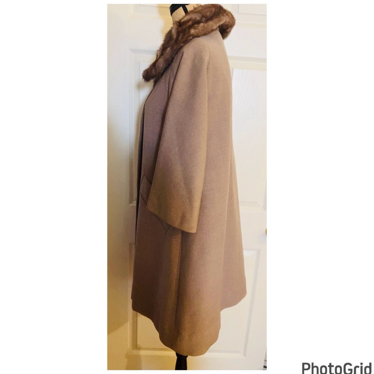Other Krull Vintage Mink Collar Silk Lined Swing Coat Size M / US 6-8 / IT 42-44 - 5 Thumbnail