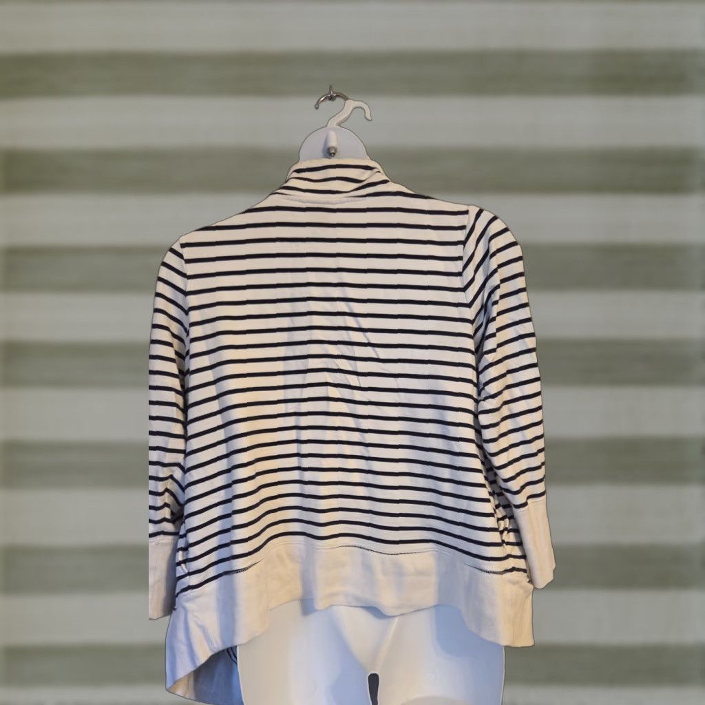 Vintage Lane Bryant Nautical Stripe Open Front Cotton Jacket 20 Womens Plus Regular White Navy? Size 3XL / US 20-22 - 1 Thumbnail