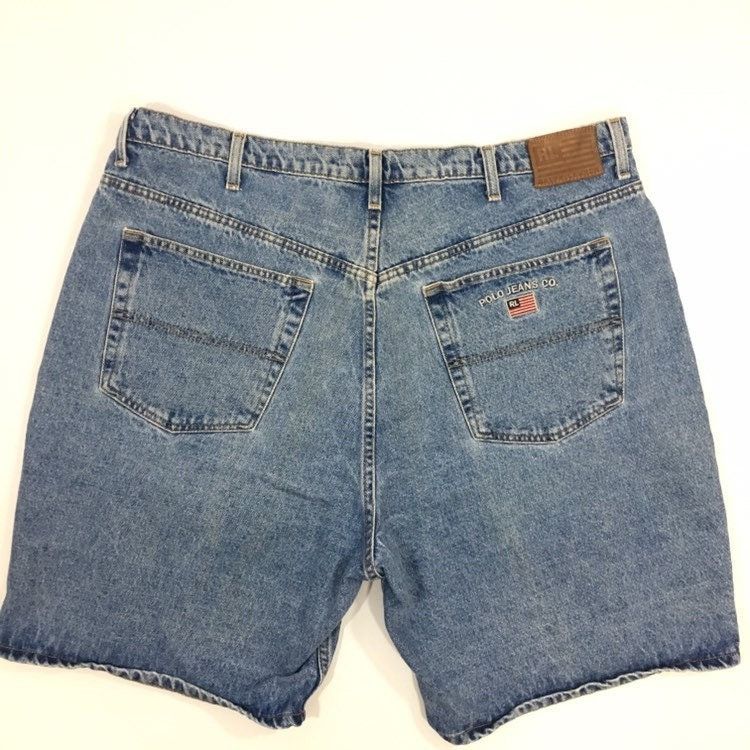 Polo Ralph Lauren 90's Blue Jeans DEMIN HiP HoP Baggy LOGO Streetwear Shorts Size US 42 / EU 58 - 4 Thumbnail