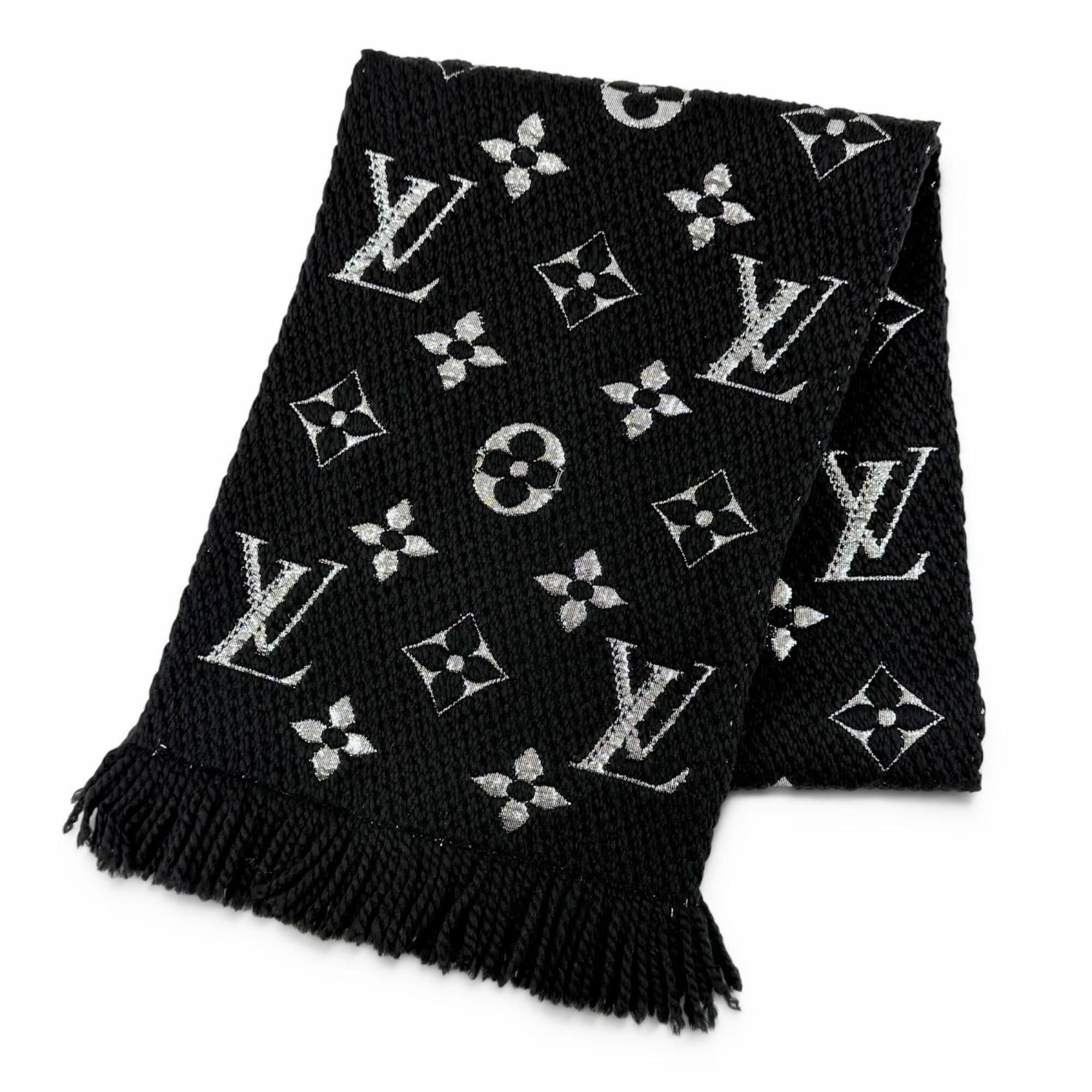 Louis Vuitton LOUIS VUITTON M75833 Echarpe Logomania Shine Wool Silk Stole Scarf, Black, Made in Italy, Authentic, Women's, with Box Size ONE SIZE - 1 Thumbnail