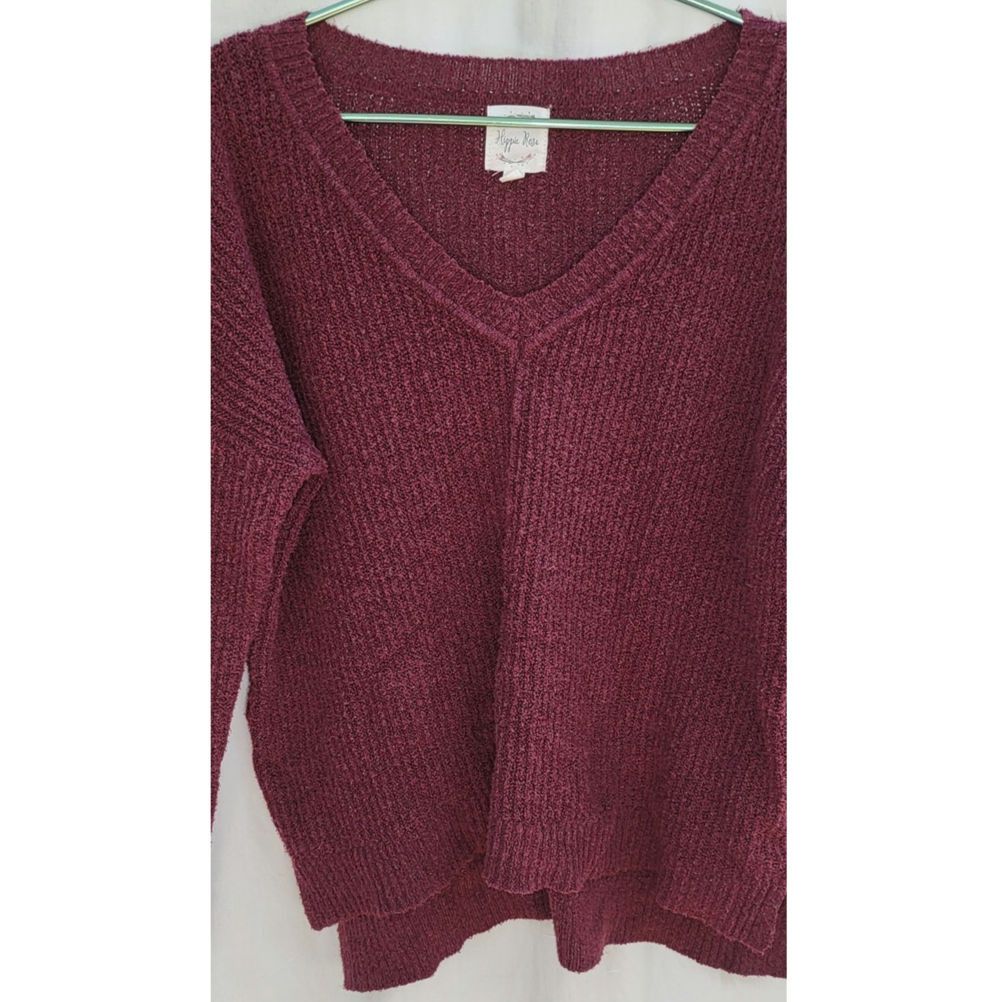 Other Hippie Rose Burgundy Cozy Knit Long Sleeve V-Neck Sweater M Size M / US 6-8 / IT 42-44 - 2 Thumbnail