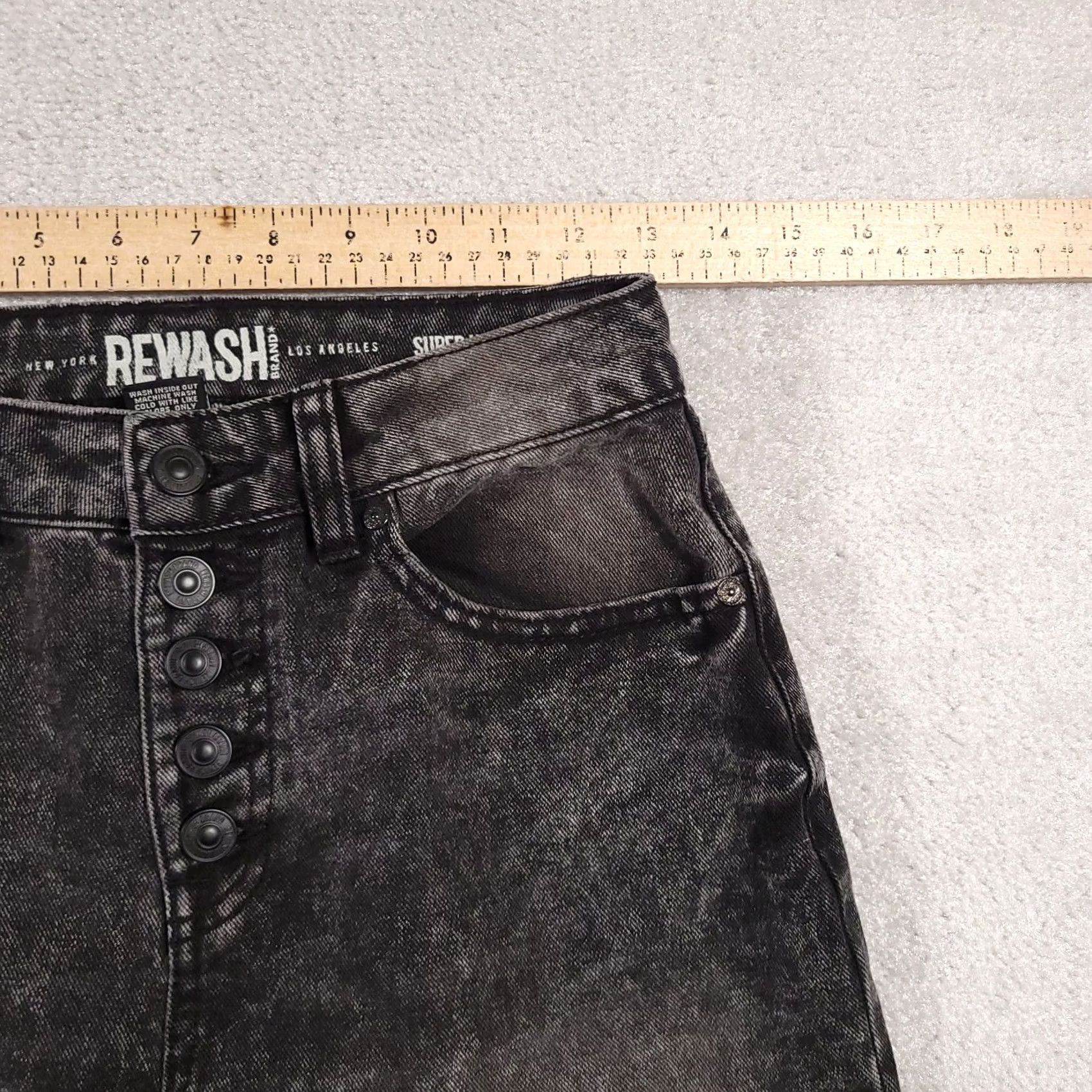 Vintage VINTAGE Rewash Jeans Women's 1/25 Super High Rise Wide Leg Button Fly Black Capri Retro Bohemian 90s Womens Jeans Size 42" / US 20 - 6 Thumbnail