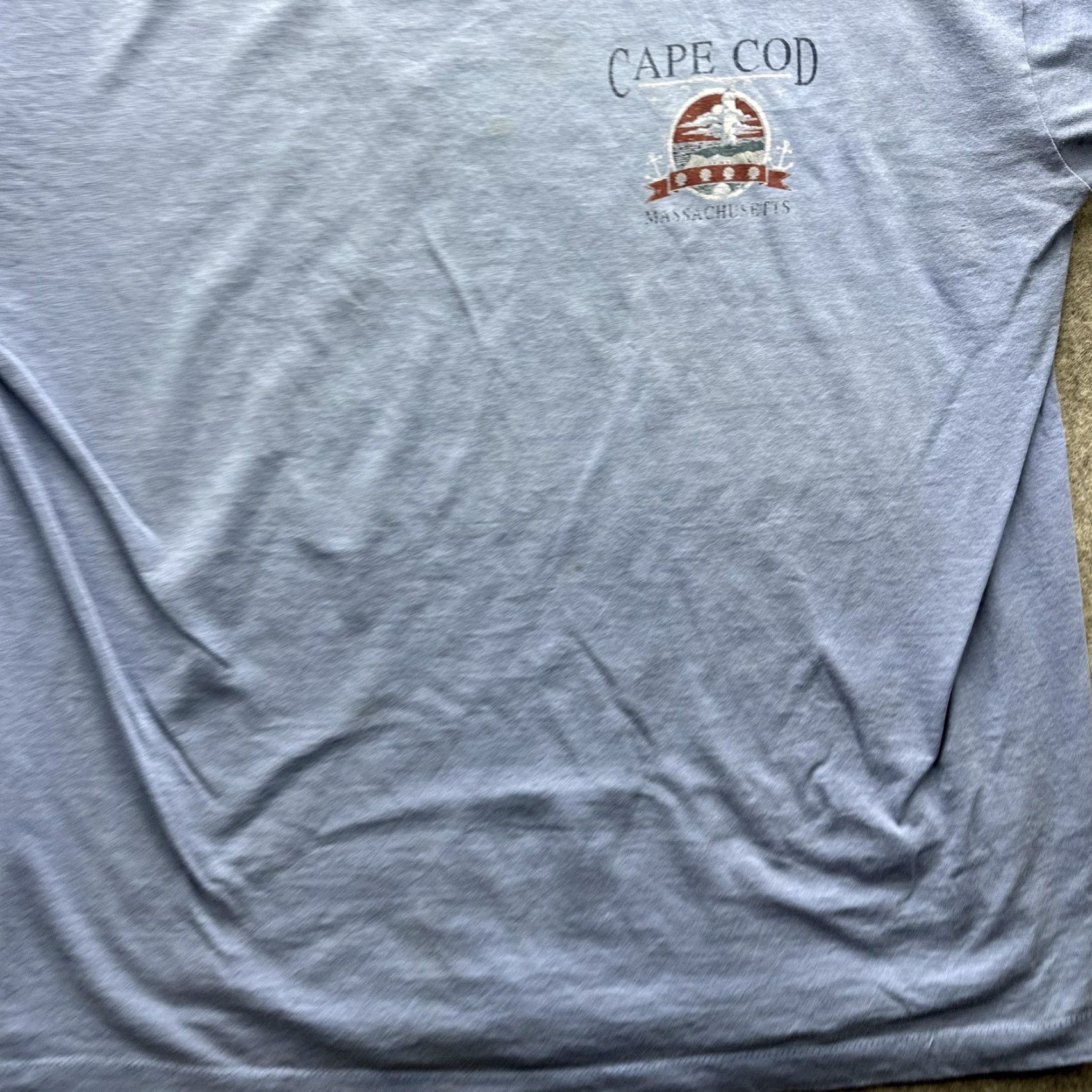 Fruit Of The Loom VINTAGE Cape Cod Shirt Mens XL Blue Massachusetts Souvenir 90s Fruit Loom Crew Neck Short Sleeve Graphic Print T-Shirt Mens Size US XL / EU 56 / 4 - 5 Thumbnail