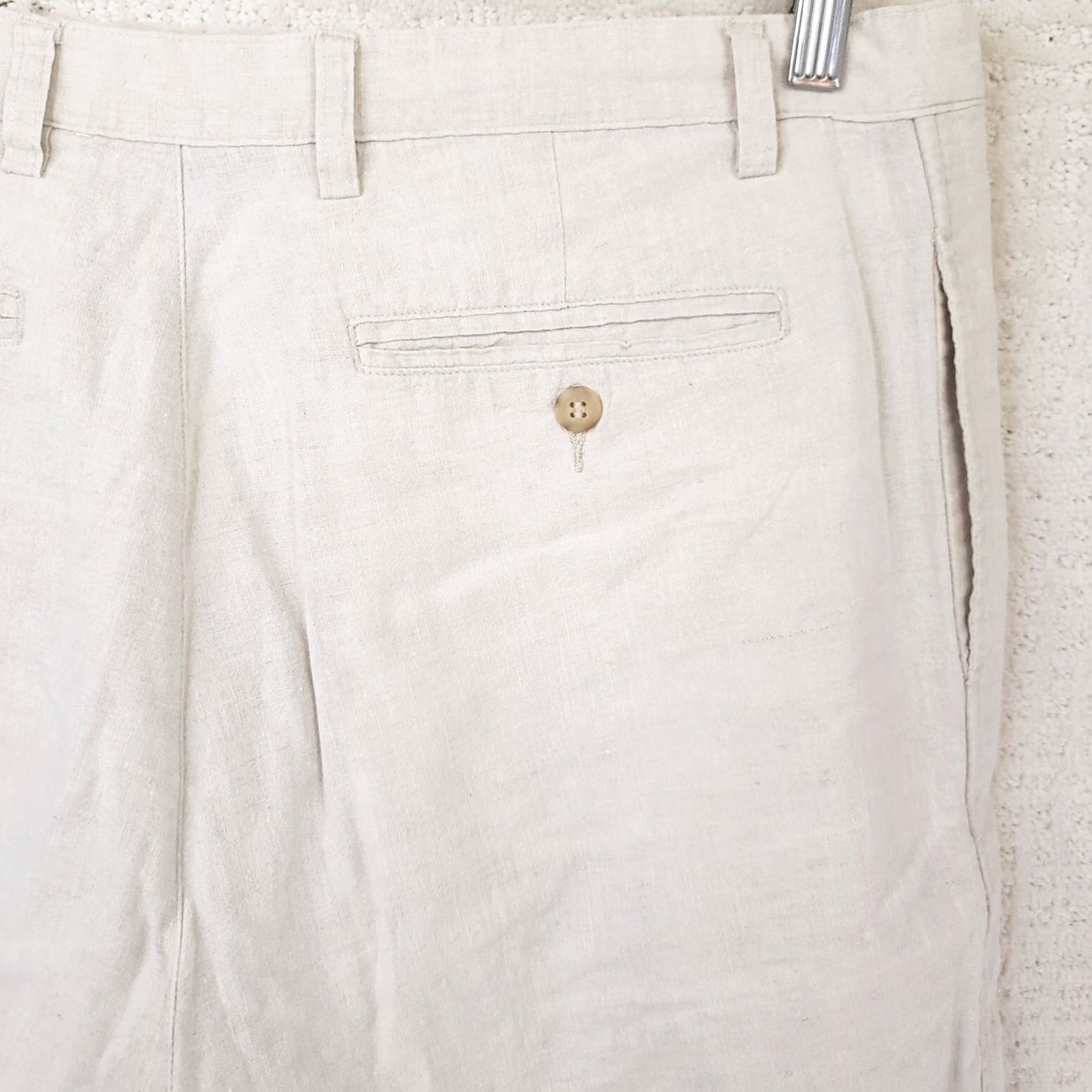 Vintage Britches Linen Blend Shorts Men's 34x7 Beige Pleated Front Flat Front Zip Casual Travel Beach Chino Breathable Lightweight Reg Size US 34 / EU 50 - 7 Thumbnail