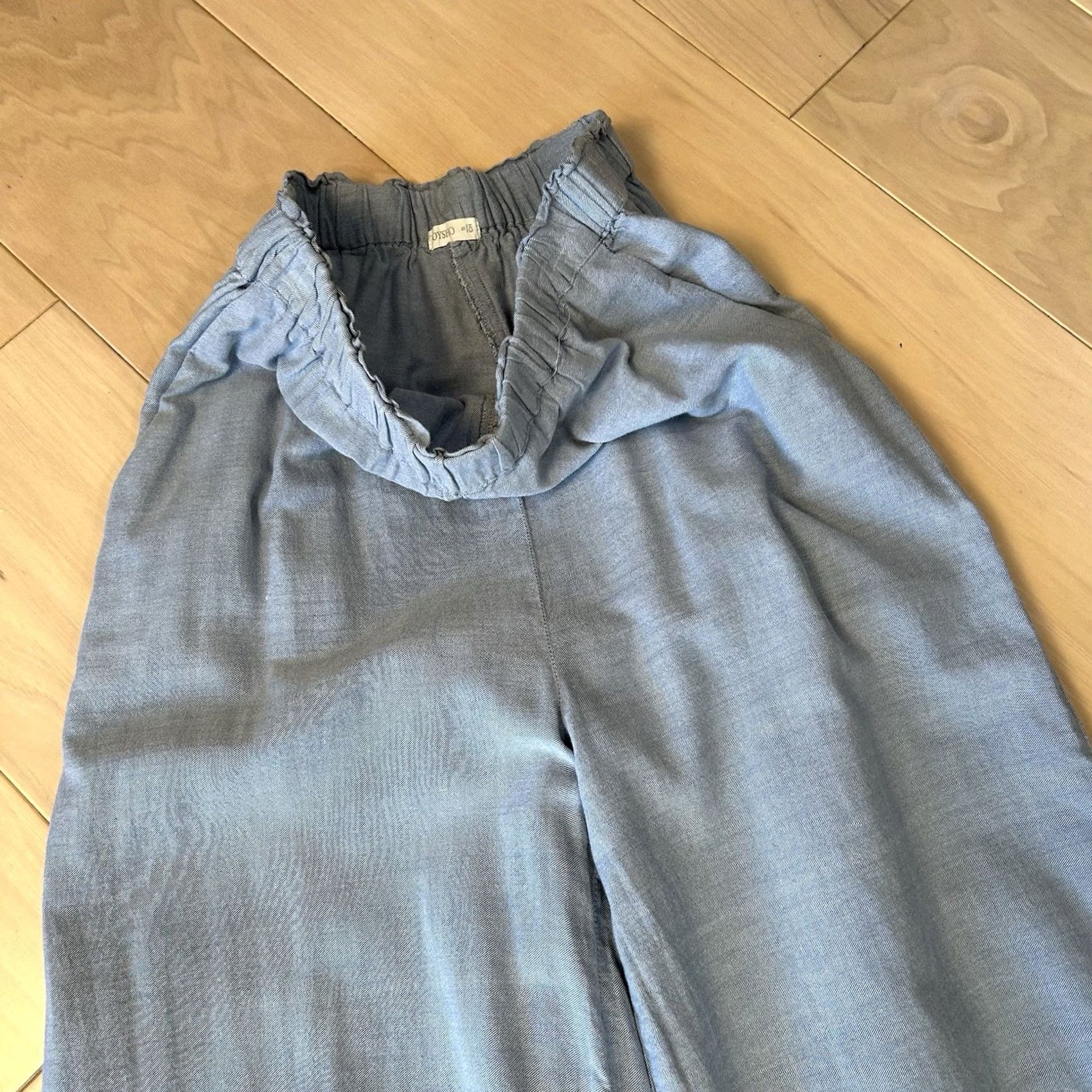 Vintage OYsho Otho Wide Leg Cropped Pant Embroidered Women’s S Blue Knit Cotton High Rise High-Woot? Size 28" / US 6 / IT 42 - 3 Thumbnail