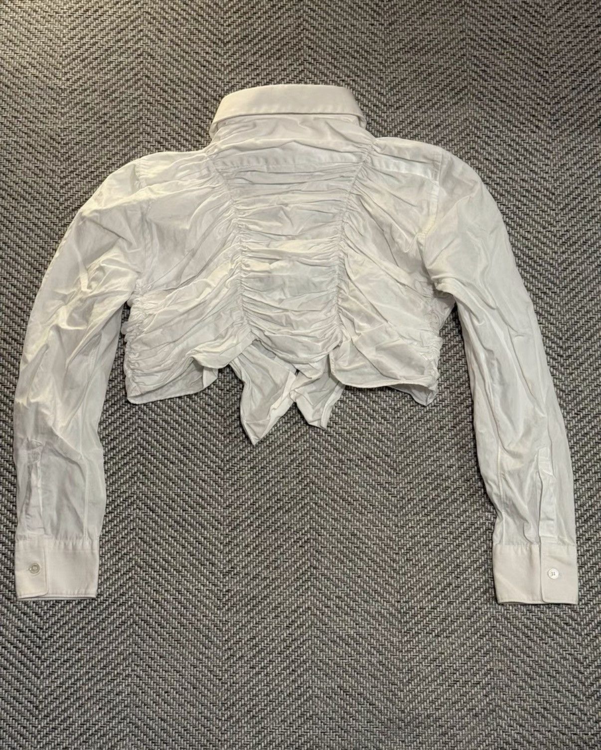 Comme des Garcons COMME des GARCONS White Draped Ruched Crop Top K24 Size XS / US 0-2 / IT 36-38 - 7 Thumbnail