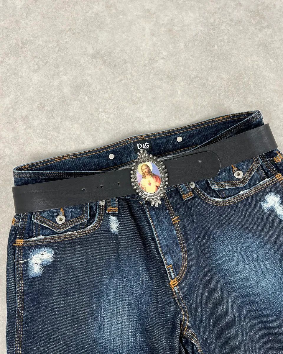 Dolce & Gabbana 2000s Dolce & Gabbana Jesus Buckle Black Leather Belt Size ONE SIZE - 1 Thumbnail
