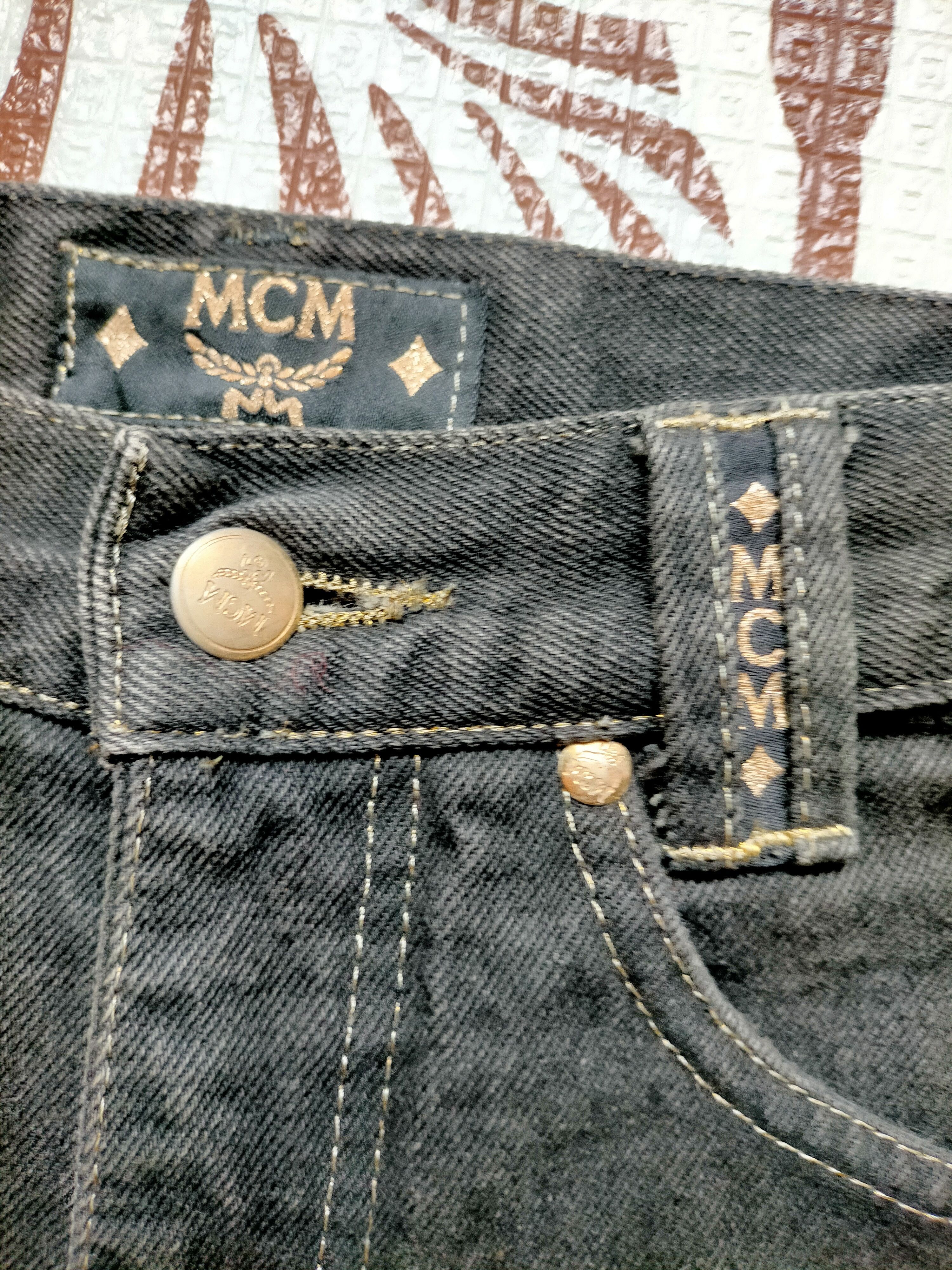 MCM 🔥Rare 90s MCM Studded Gold Side Tape Black Jeans Size US 26 / EU 42 - 14 Thumbnail